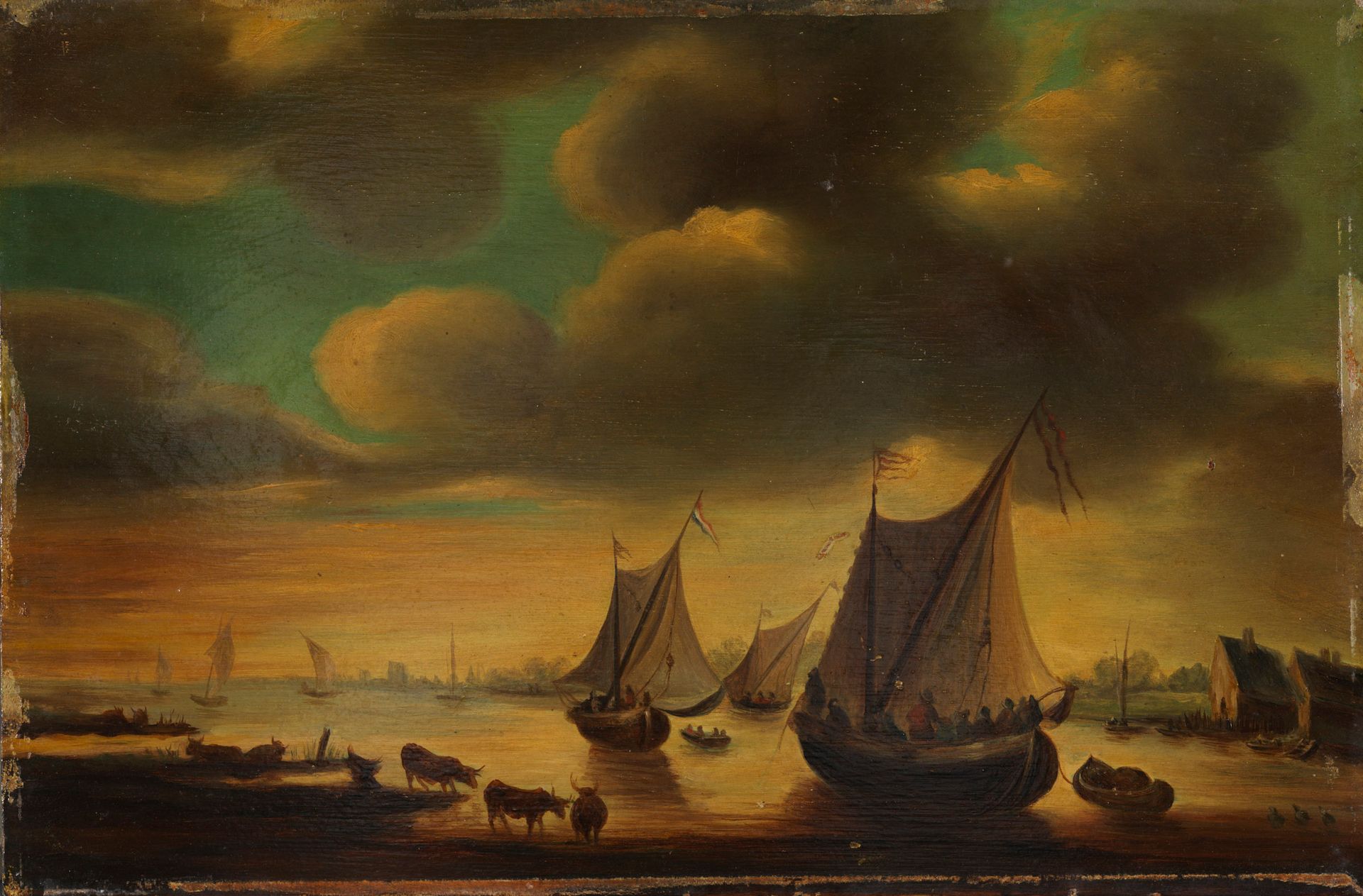 ECOLE FRANCAISE 
French school XIXth century - Maritime landscape - Oil on panel&hellip;