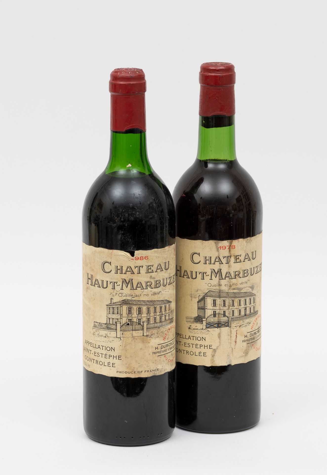 VIN MARBUZET - 2 bottles : 1 CHÂTEAU HAUT-MARBUZET 1986 Saint-Estèphe, 1 CHÂTEAU&hellip;