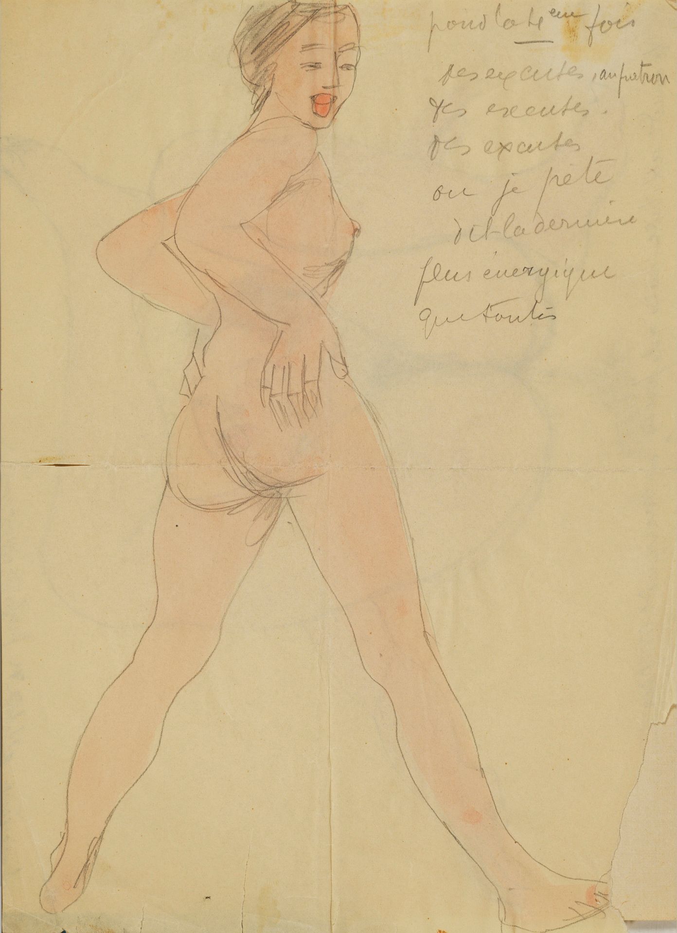 Odilon ROCHE Odilon ROCHE (1868-1947) - 双面画：正面 - 站立的女性裸体 - 背面 - 躺着的美女 - 混合媒介 - 无&hellip;