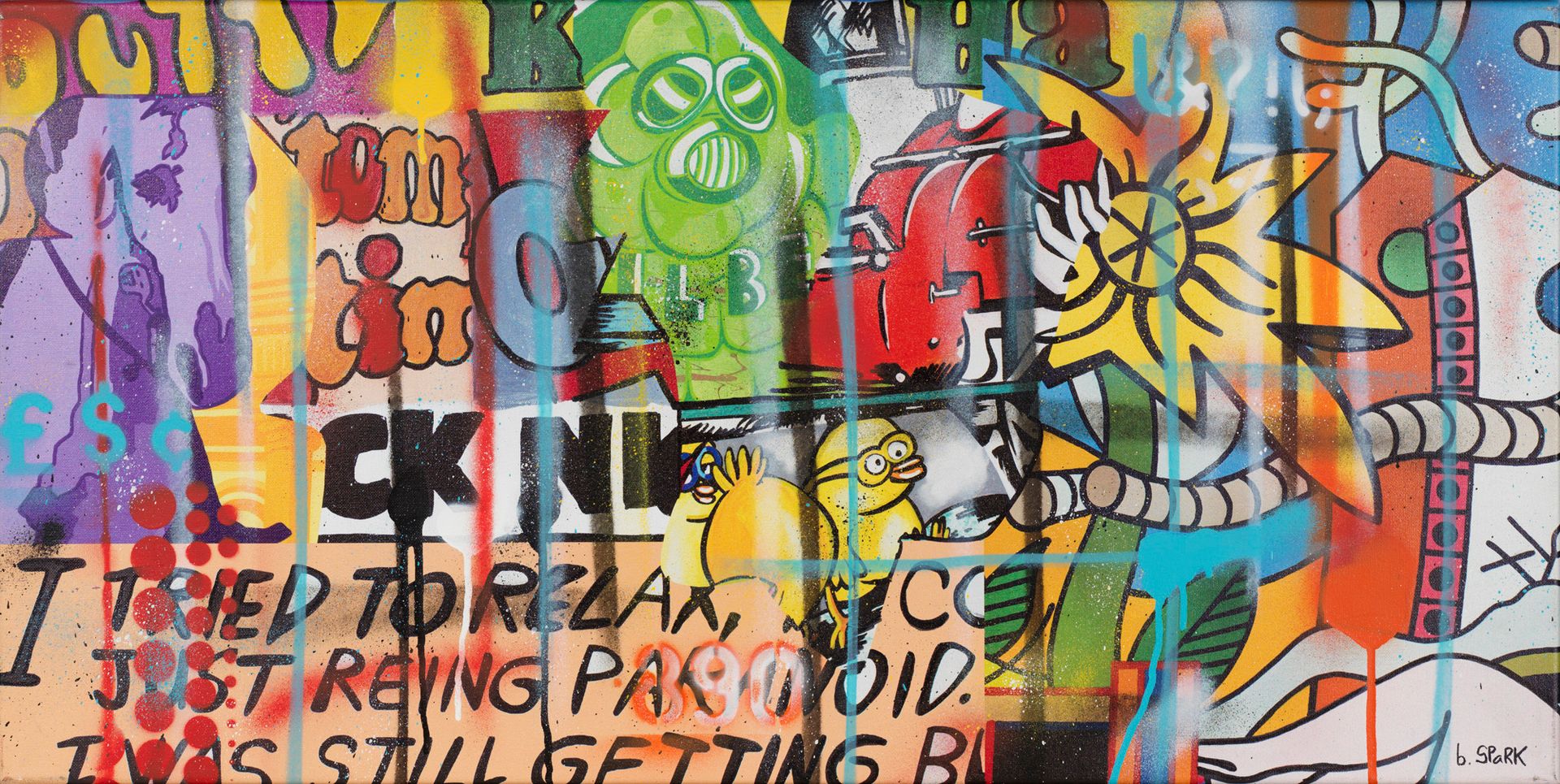 SPARK SPARK - Try to relax - Mixed media on canvas_x000D_
- 50 x 100 cm