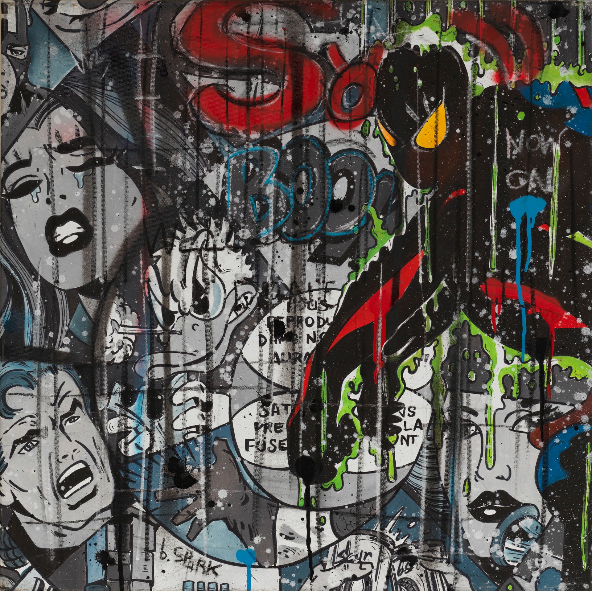 SPARK SPARK - Spiderman - Mixed media on canvas - 80 x 80 cm