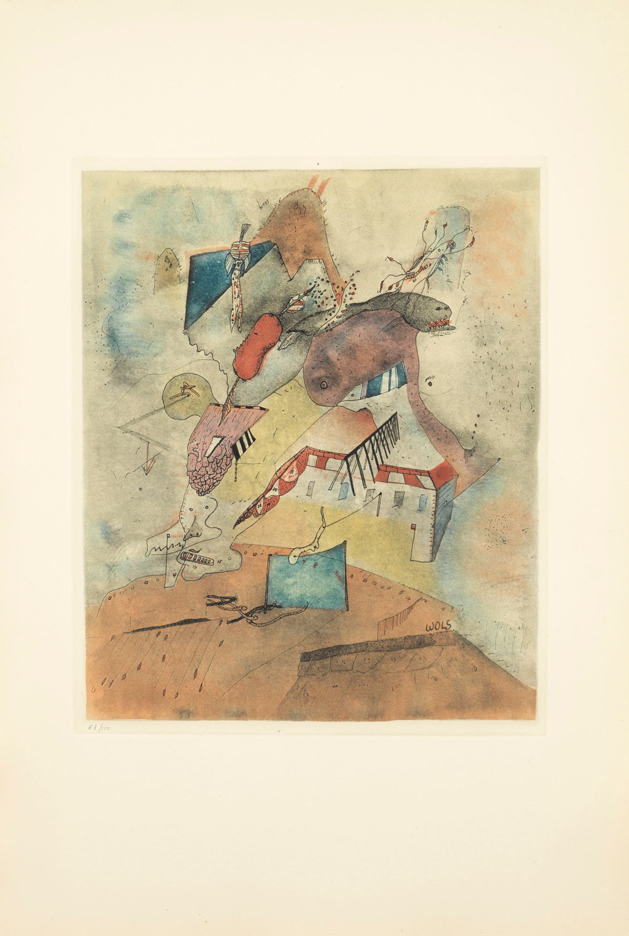 Otto WOLS (1913 - 1951) Otto WOLS (1913 - 1951) - Le Camp des Milles - 彩色蚀刻版画，用铅&hellip;