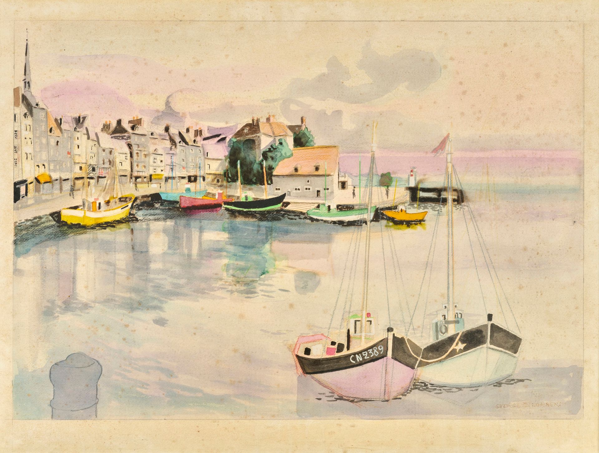 Georges Lambert Georges LAMBERT (1919-1998) - Harbour scene - Watercolor signed &hellip;