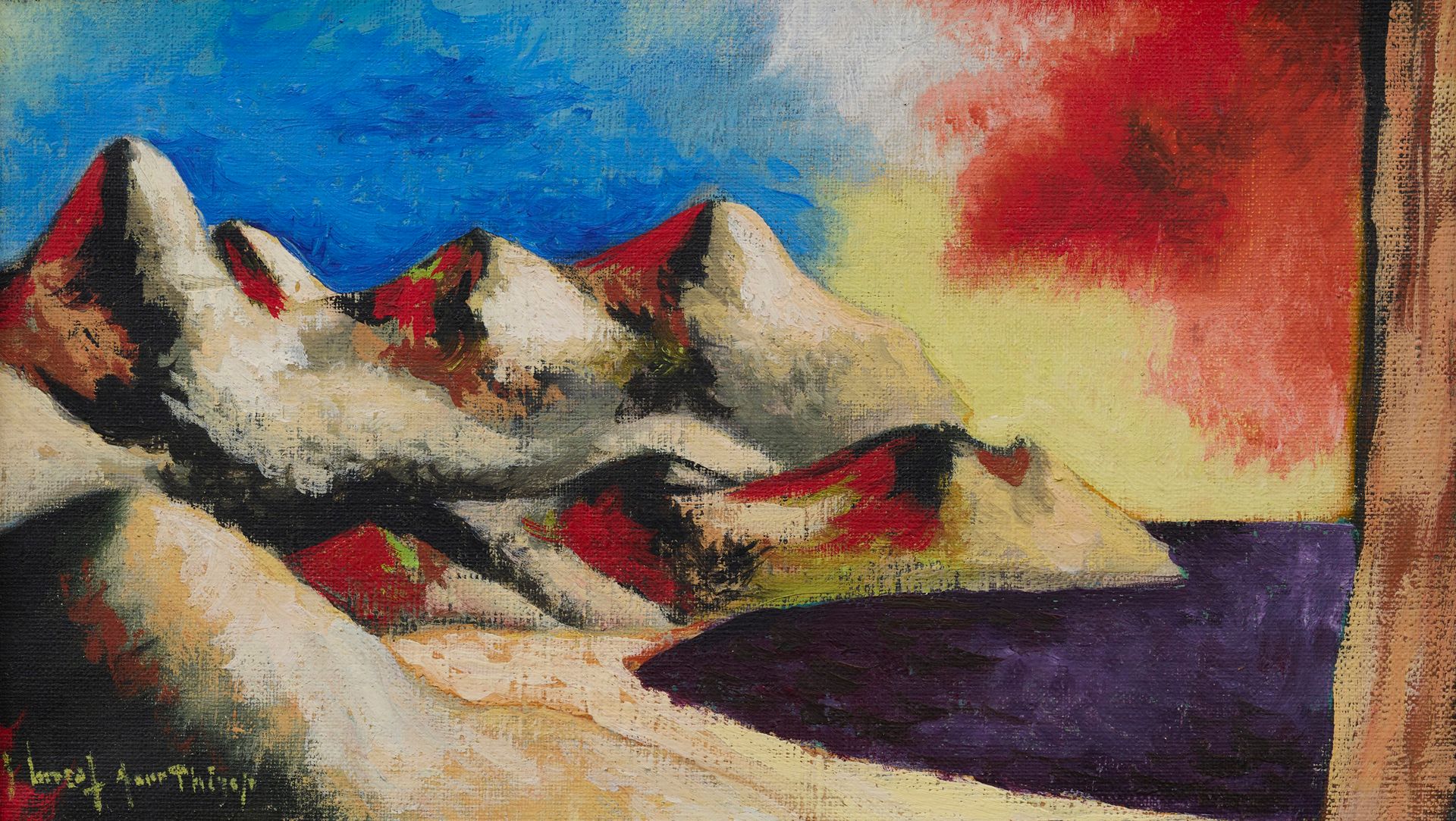 Jean Lurcat Jean LURCAT (1892-1966) - 山脉 - 布面油画，左下角有签名 - 33 x 19 cm