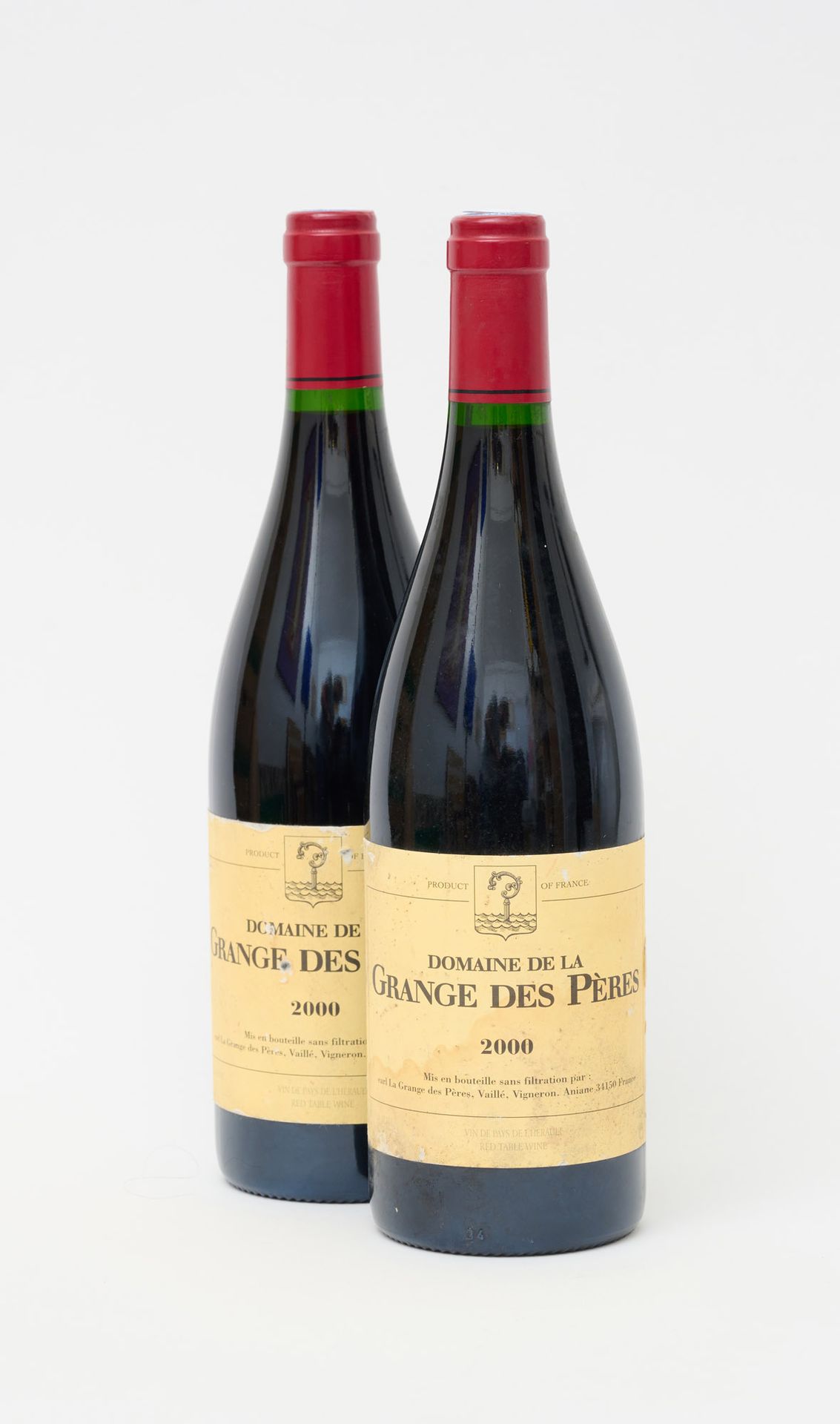Vin et alcool 2 Flaschen PAYS D'HÉRAULT 2000 Grange des Pères (Etiketten leicht &hellip;