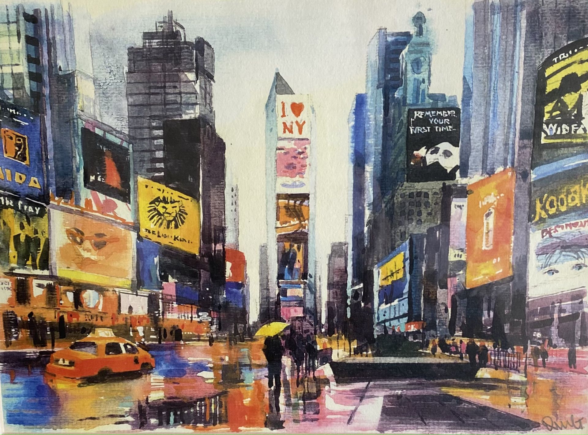 Ecole américaine Time Square - Sérigraphie non numérotée - 23 x 35 cm