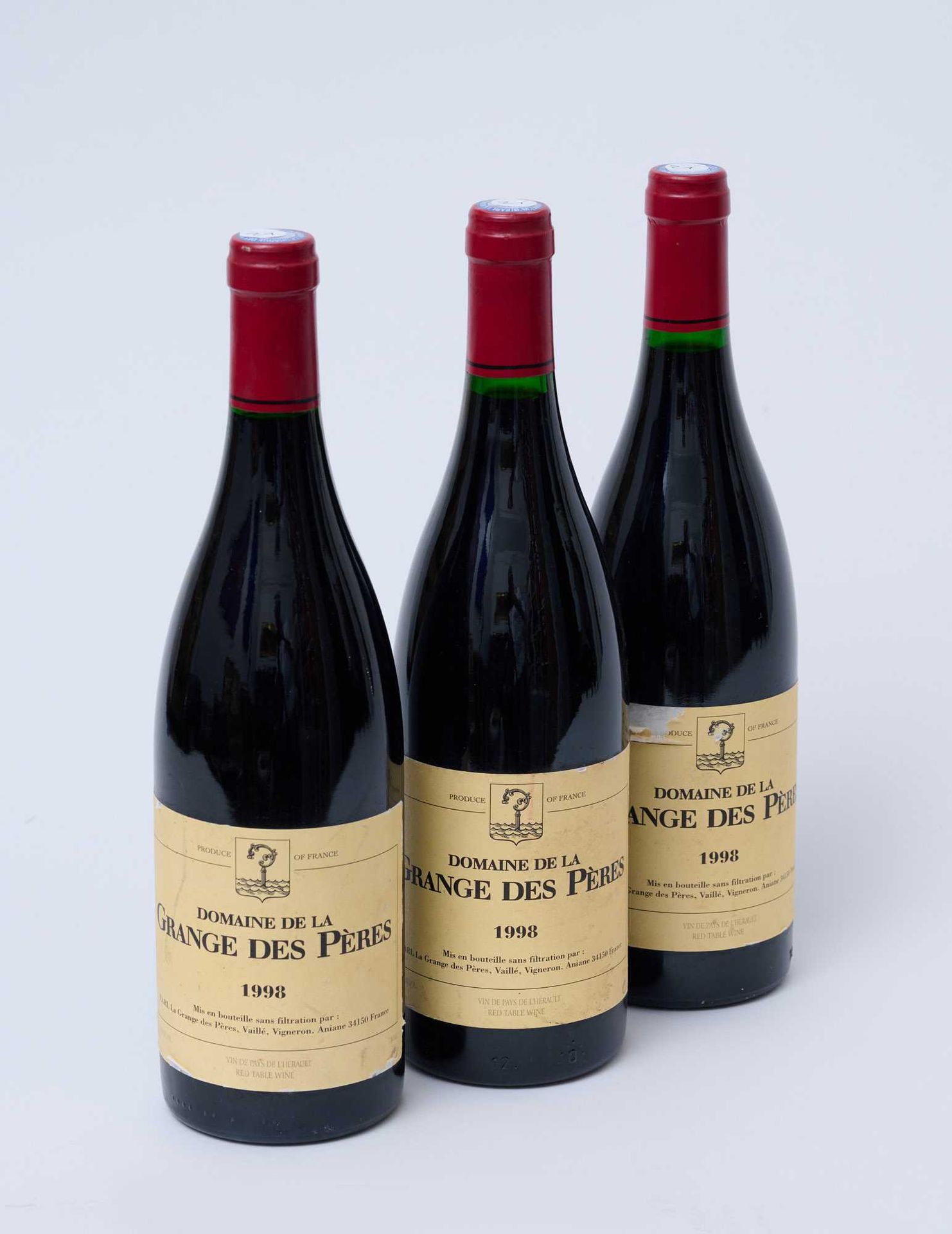 Null 3 瓶 PAYS D'HÉRAULT Grange des Pères 1998 -（酒标略有污渍，1 瓶轻微破损）
