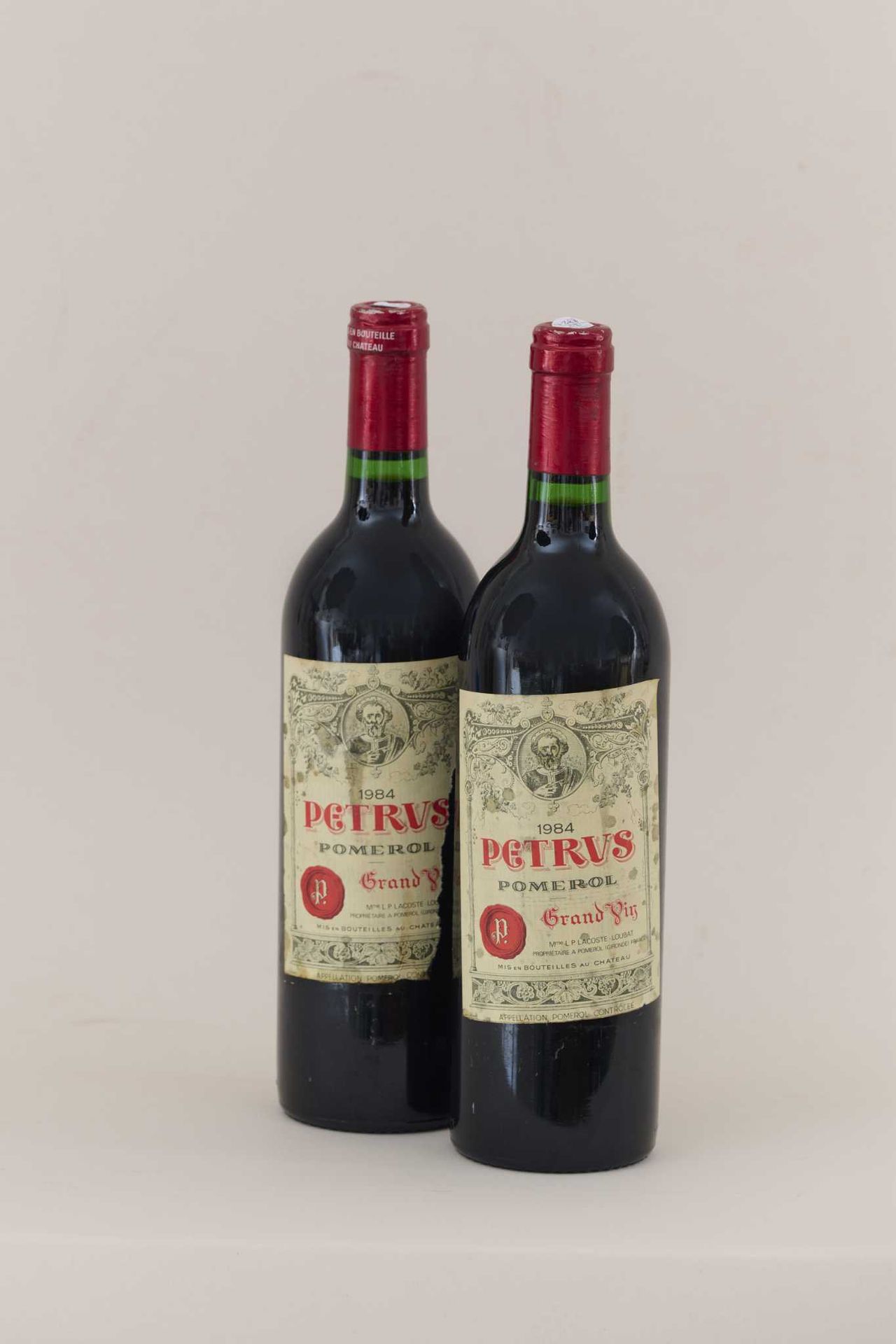 Null 2 bottles Petrus 1984 Pomerol (Labels detached, badly repositioned, very da&hellip;