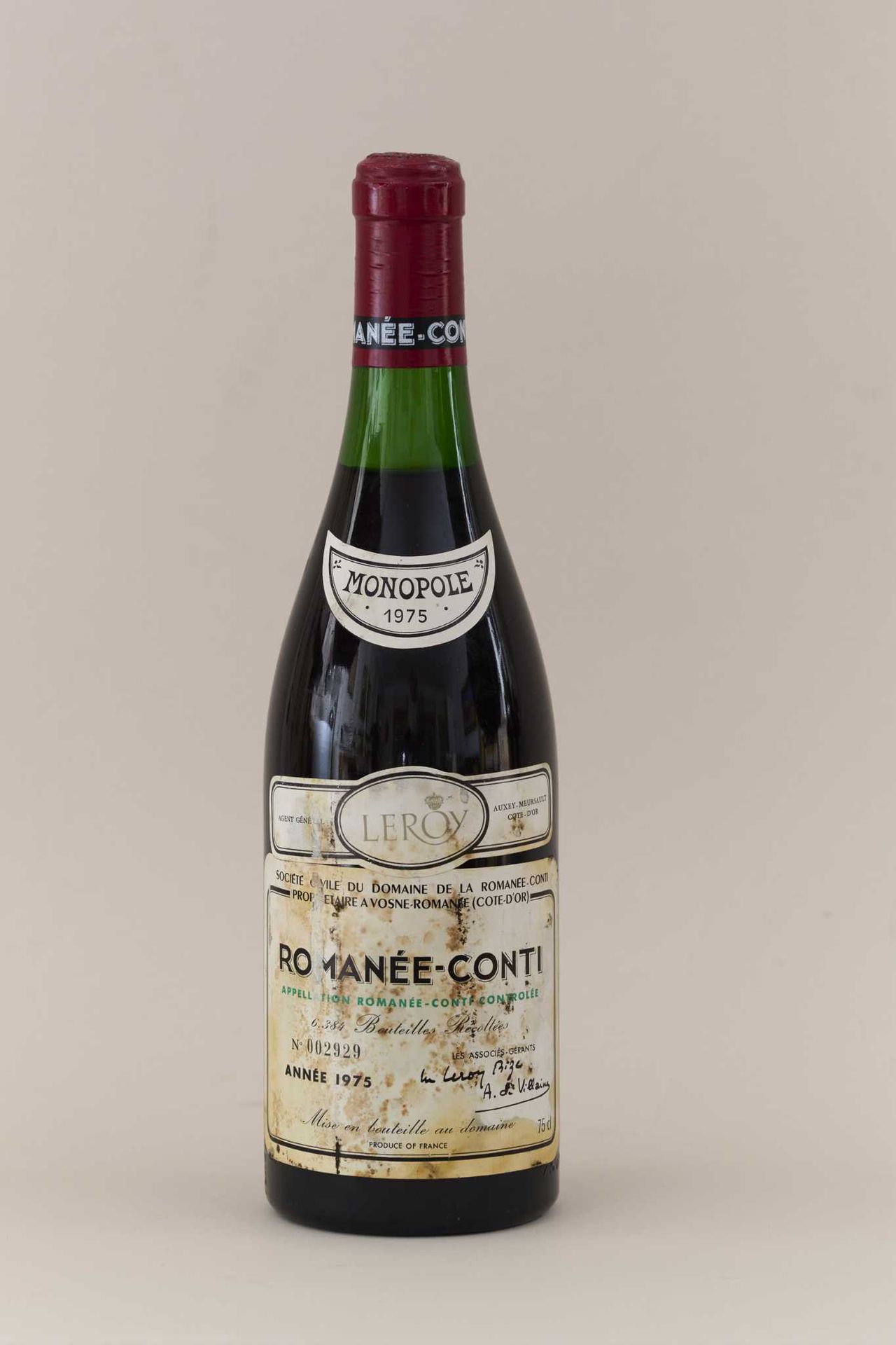 Null 1 bouteille ROMANEE-CONTI 1975 Grand Cru (Monopole) Domaine de la Romanée C&hellip;