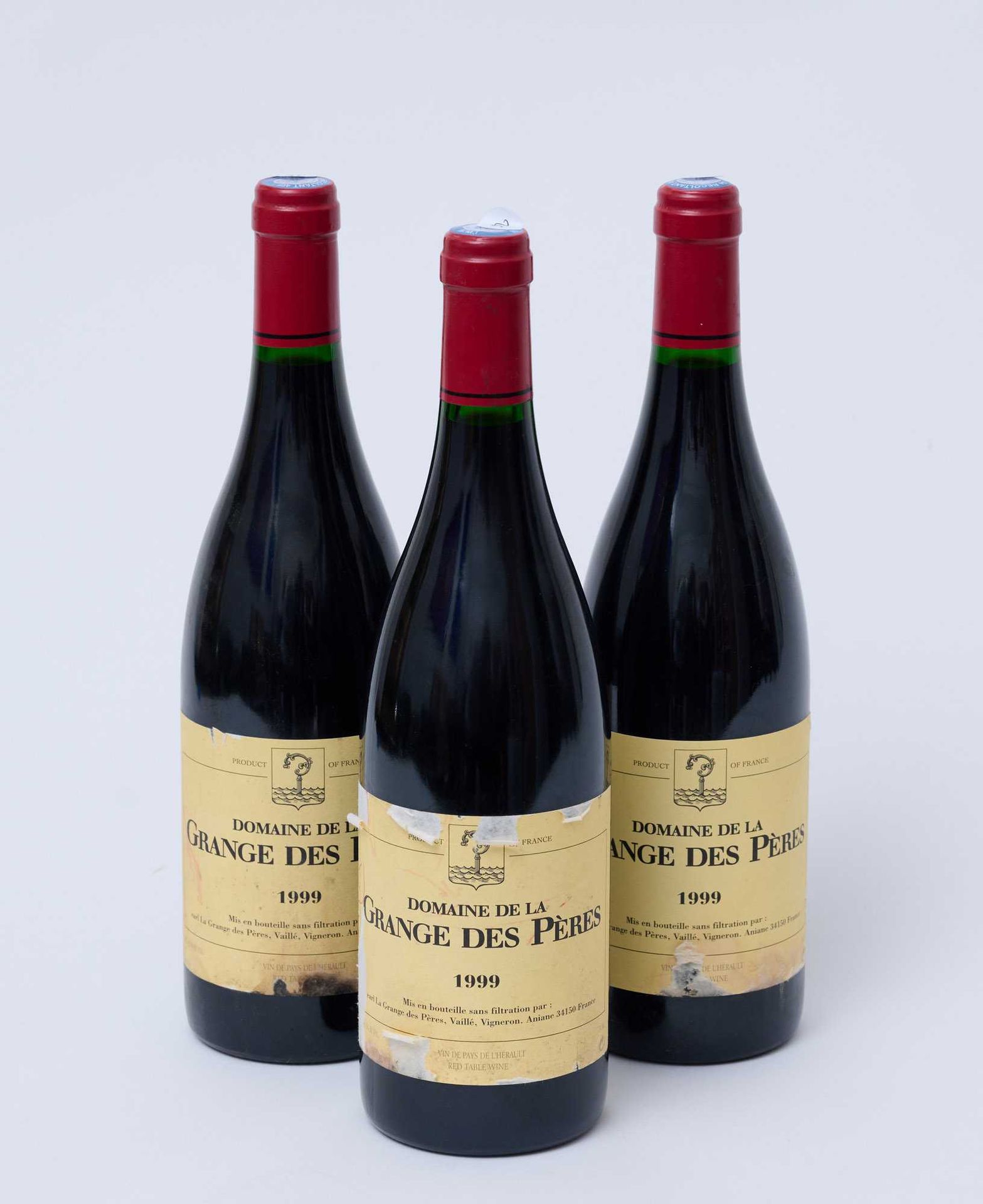 Null 3 bouteilles PAYS D'HÉRAULT Grange des Pères 1998 - (Etiquette léger tachée&hellip;