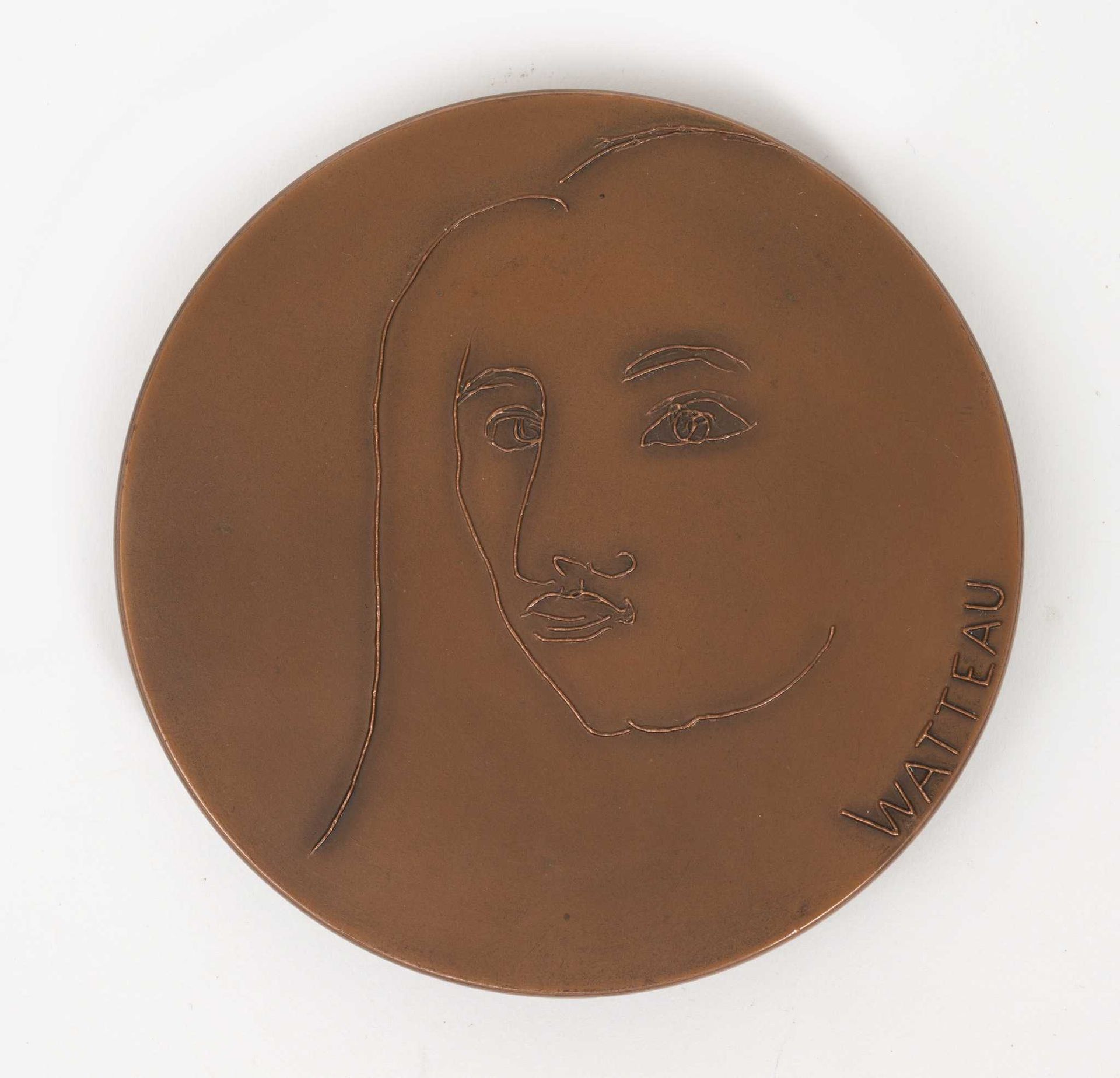 Emile GILIOLI Emile GILIOLI (1911-1977) - Portrait de Watteau - Médaille en cuiv&hellip;