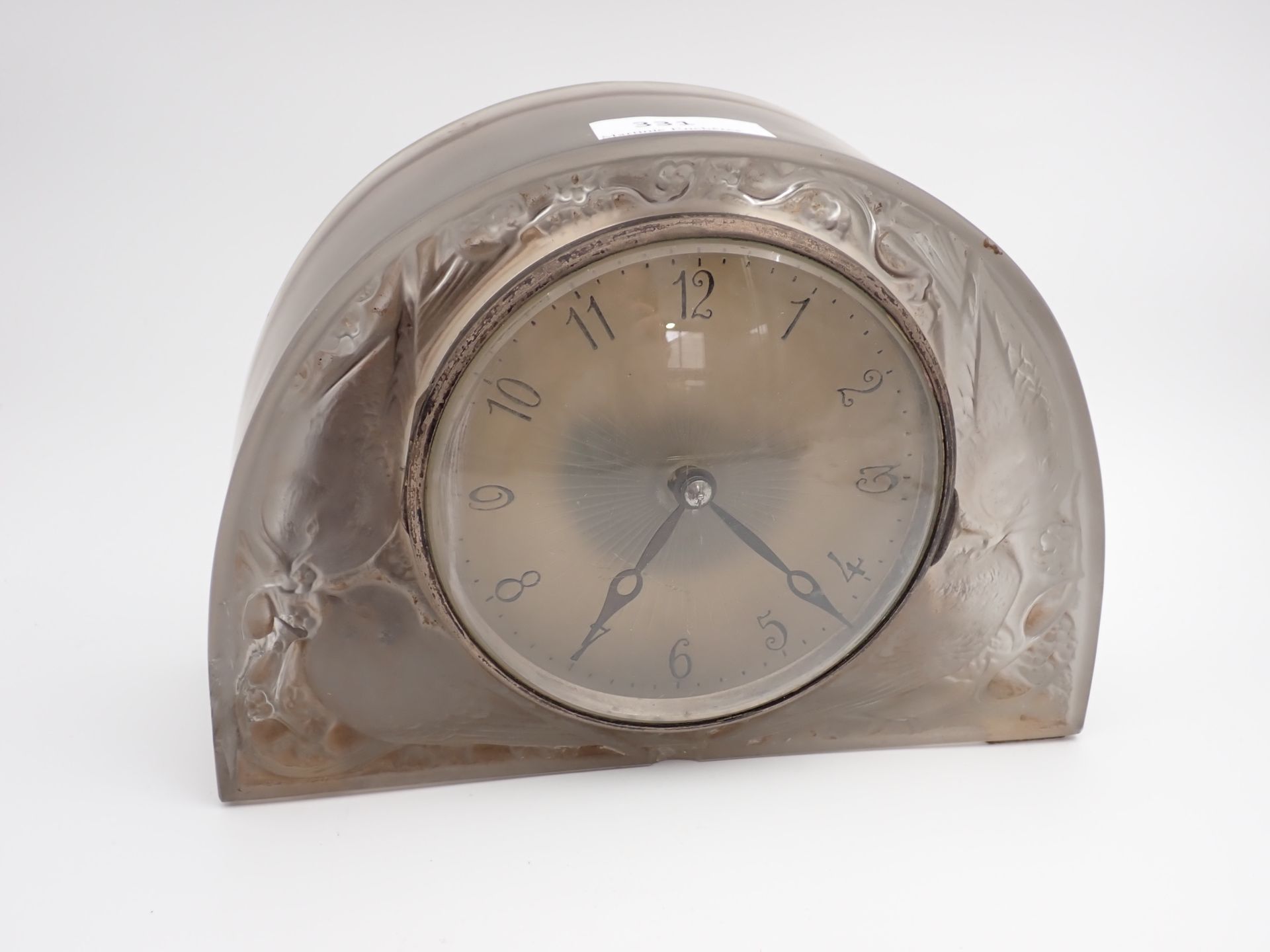 Null LALIQUE ATO Reloj gorrión de vidrio moldeado prensado (fichas) 16x22x7,5 cm
