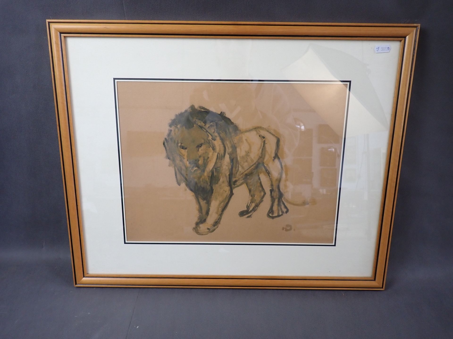 Null DELUERMOZ Henri (1876 - 1943) Le Lion, gouache sur papier, monogrammée en b&hellip;