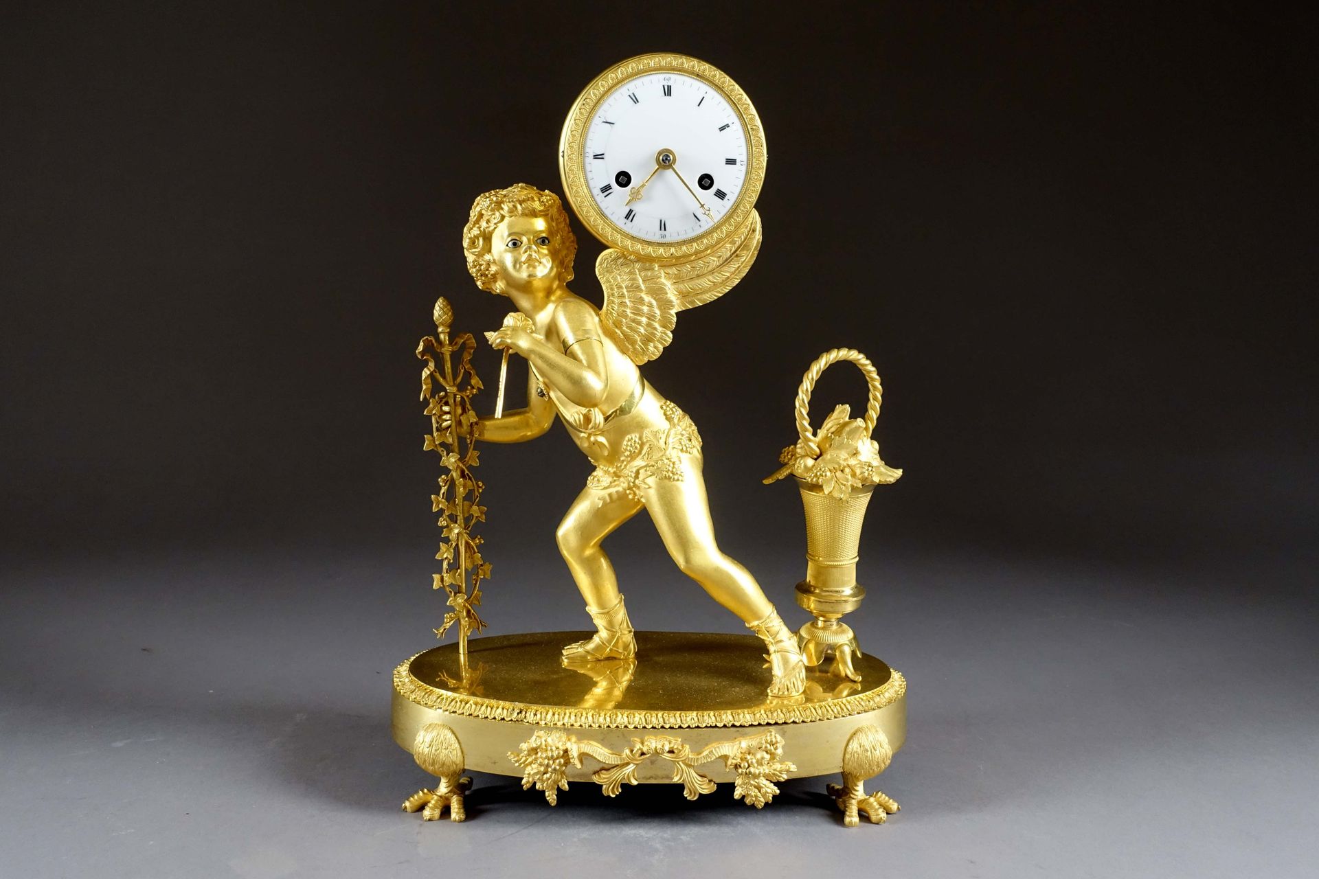 Pendule. Depicting a young Bacchus, based on a model designed by Jean-Simon Deve&hellip;