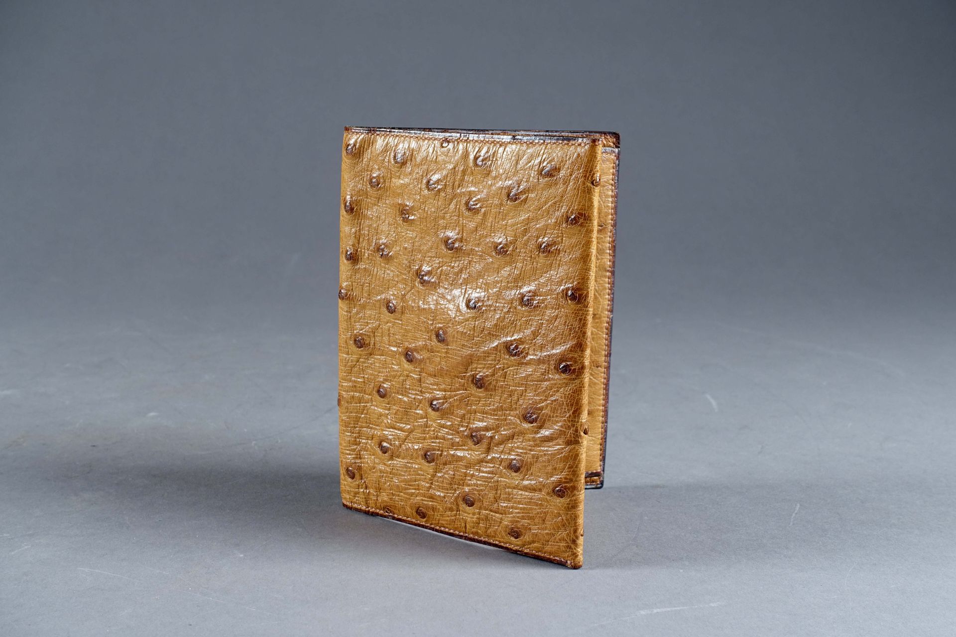 HERMES - PARIS. Brieftasche mit Klappe. Straußenleder. Größe: 14 x 11 cm (geschl&hellip;
