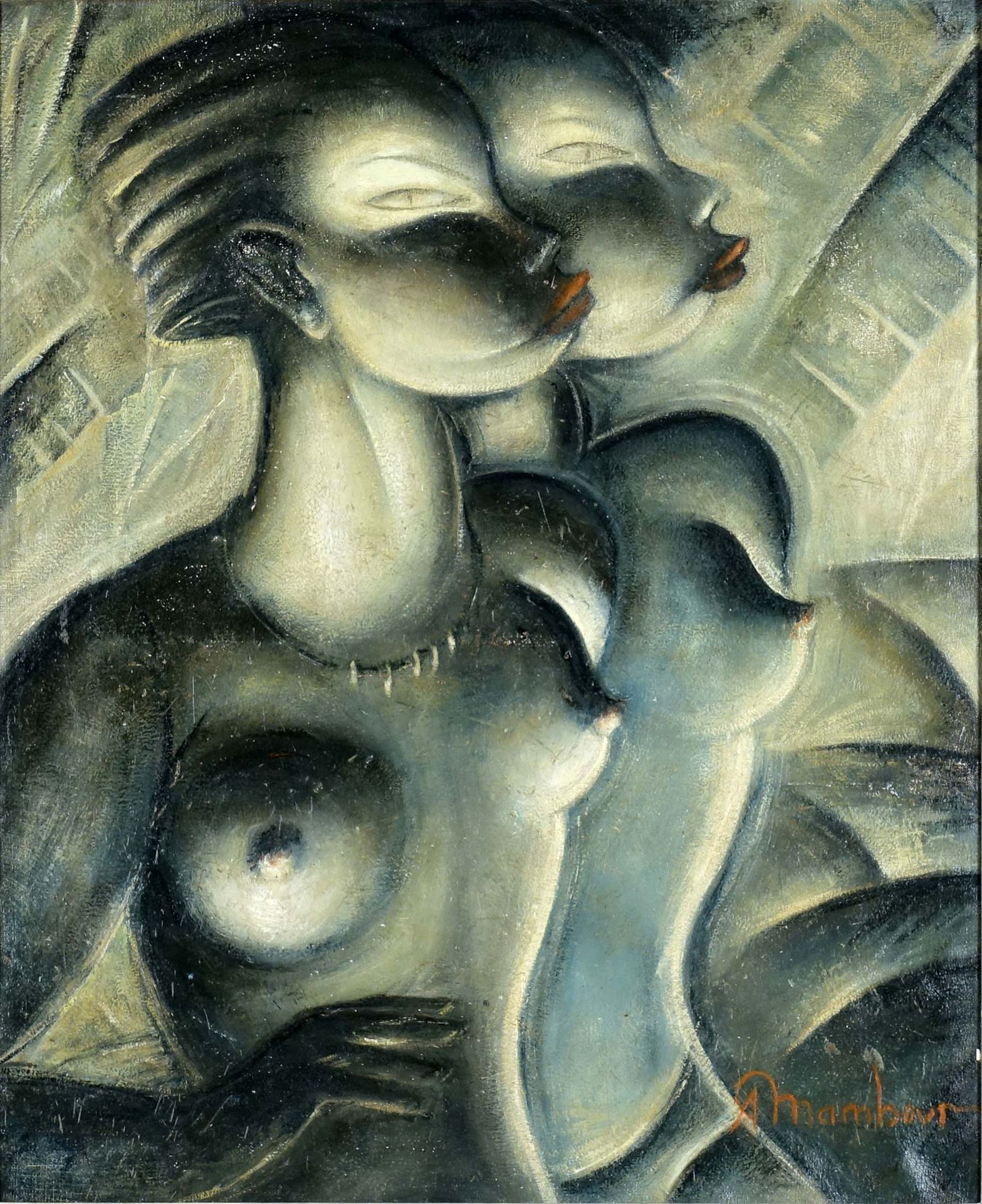 Auguste MAMBOUR (1896-1968). Deux bustes d’Africaines. Huile sur toile, signée e&hellip;