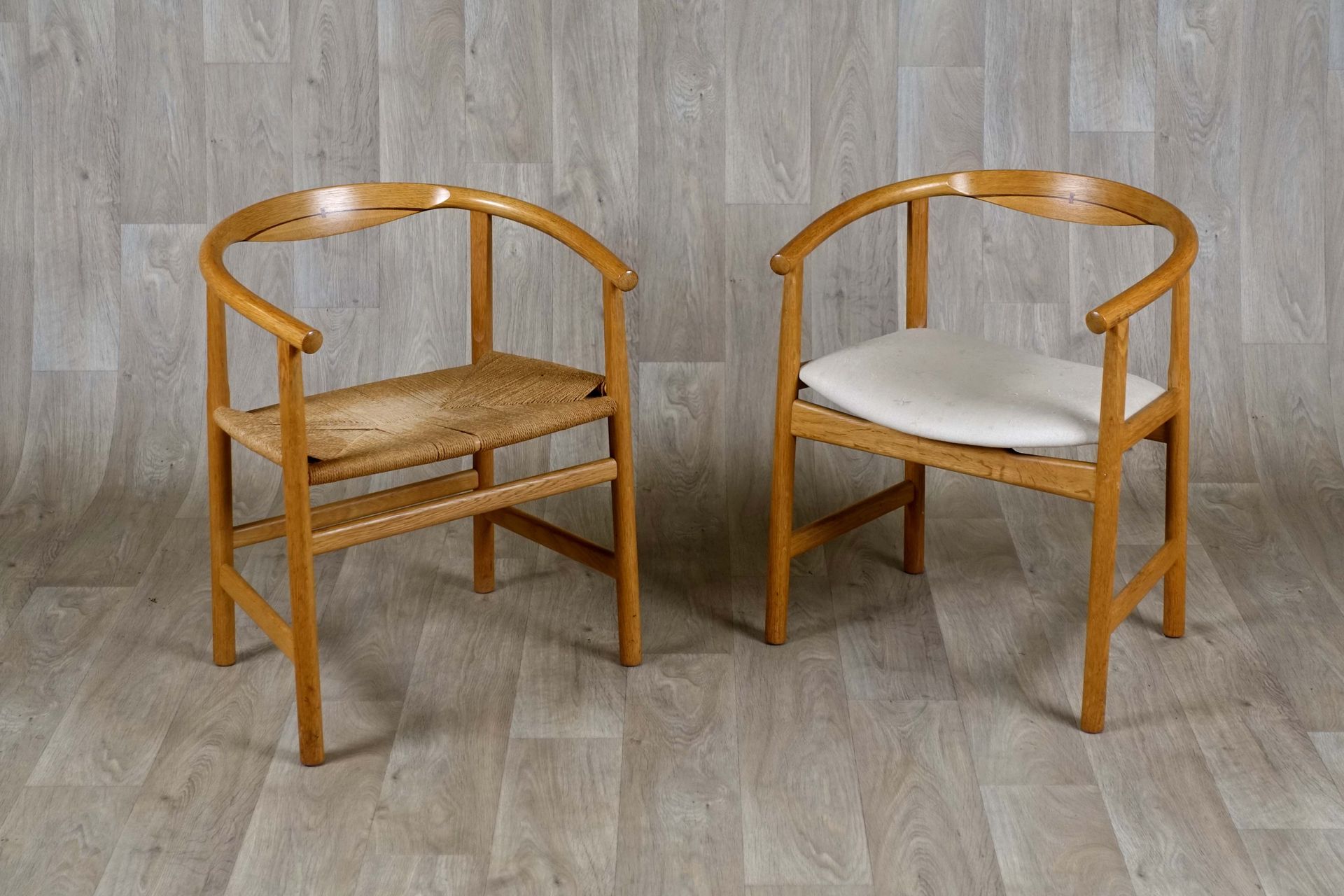 Deux Fauteuils. 
With arched backs and inlaid with a rosewood net. One seat cove&hellip;