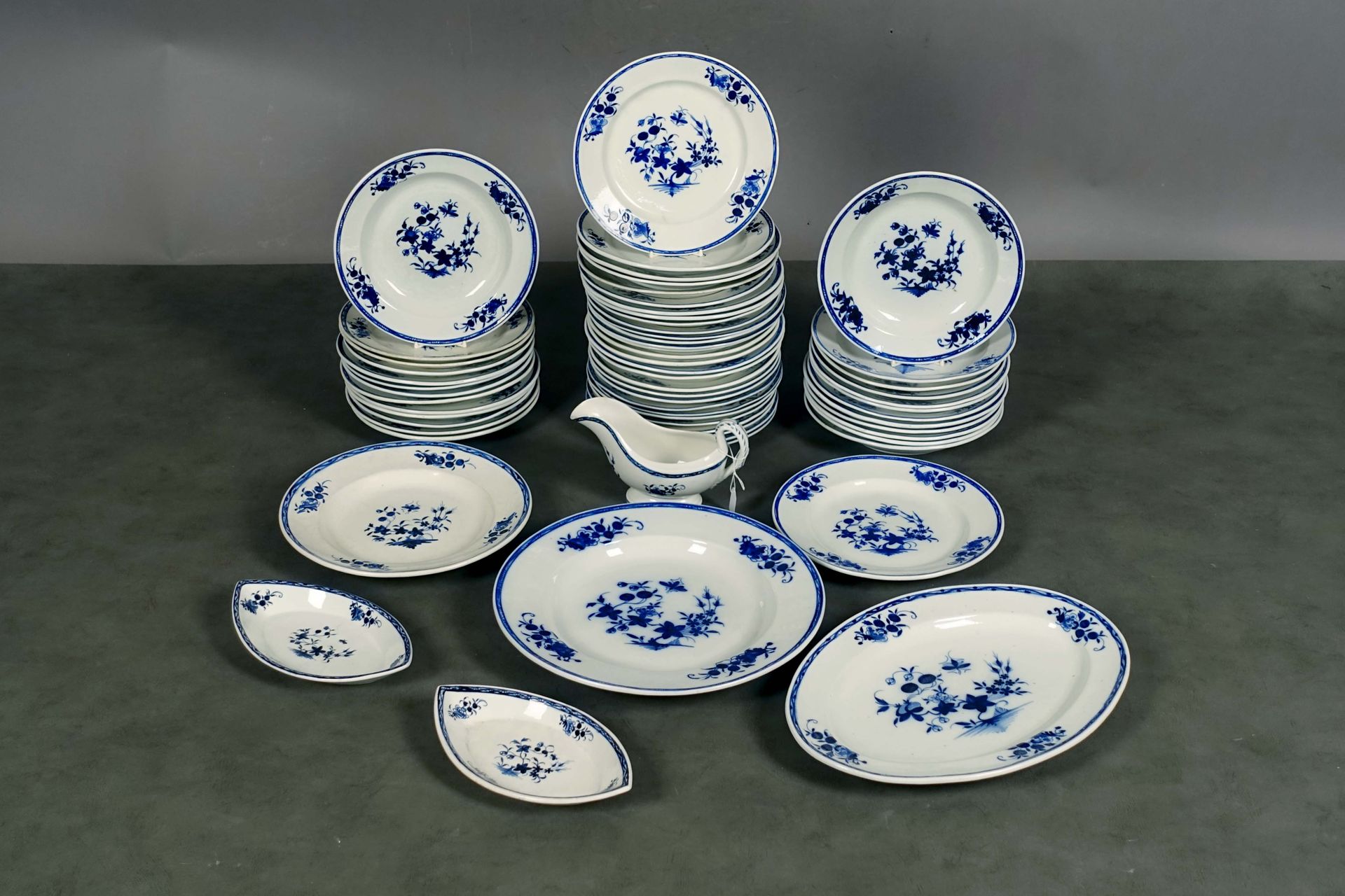 Tournai. Dinner service, in soft paste, with blue monochrome decoration. It pres&hellip;