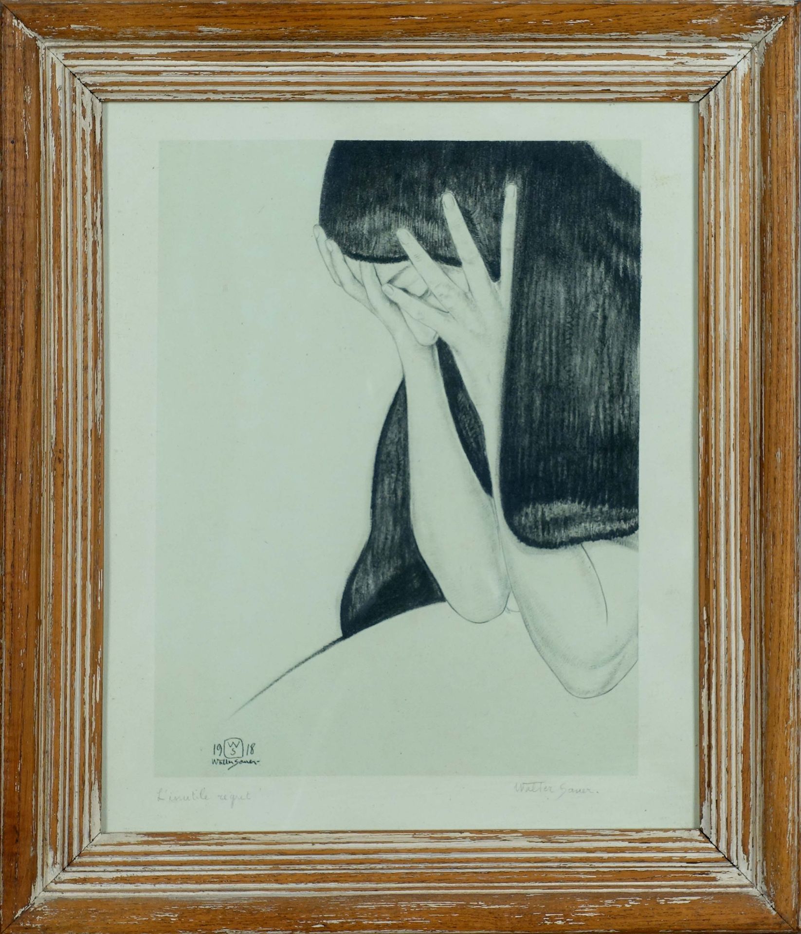 Walter Sauer (1889-1927). L’inutile regret. Lithographie signée en bas à droite.&hellip;