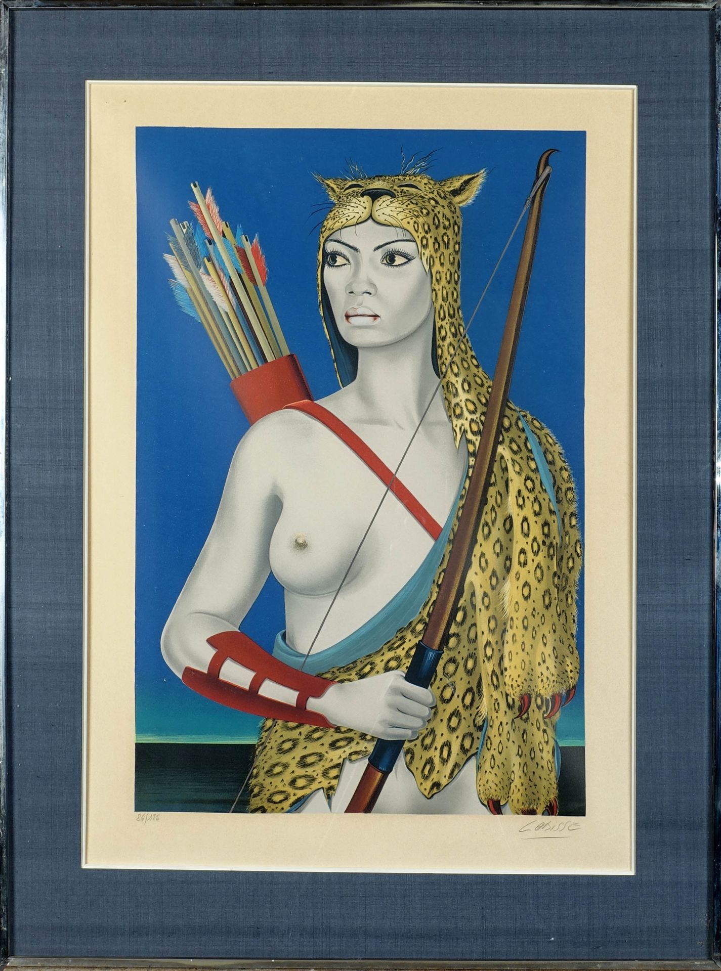 Félix LABISSE (1905-1982). 女猎手》。石版画右下方有签名。N° 86/175).尺寸：73 x 50厘米。