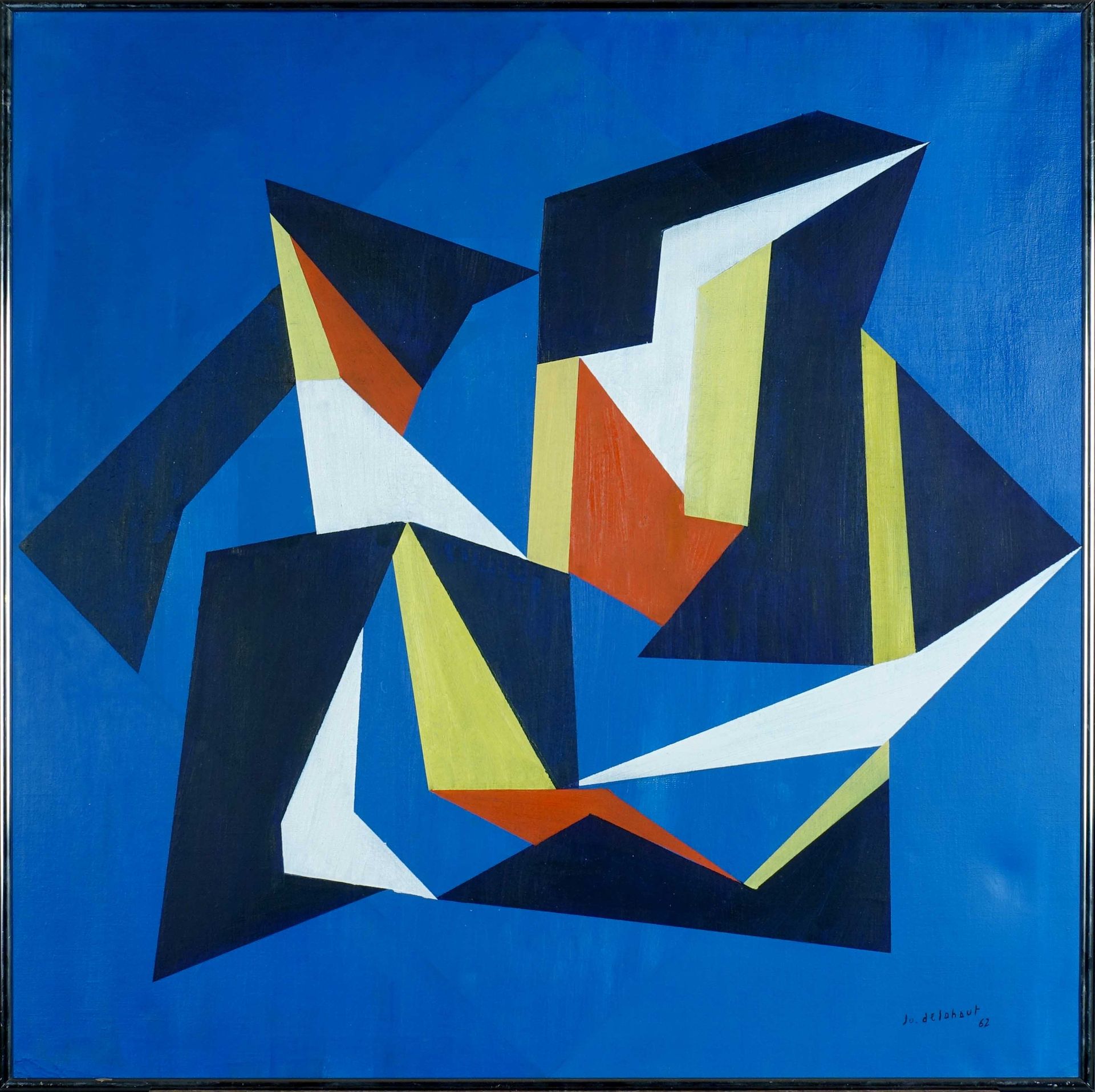 Jo Delahaut (1911-1992). 组成（日期为62）。布面油画，右下方有签名。尺寸：89 x 89厘米。