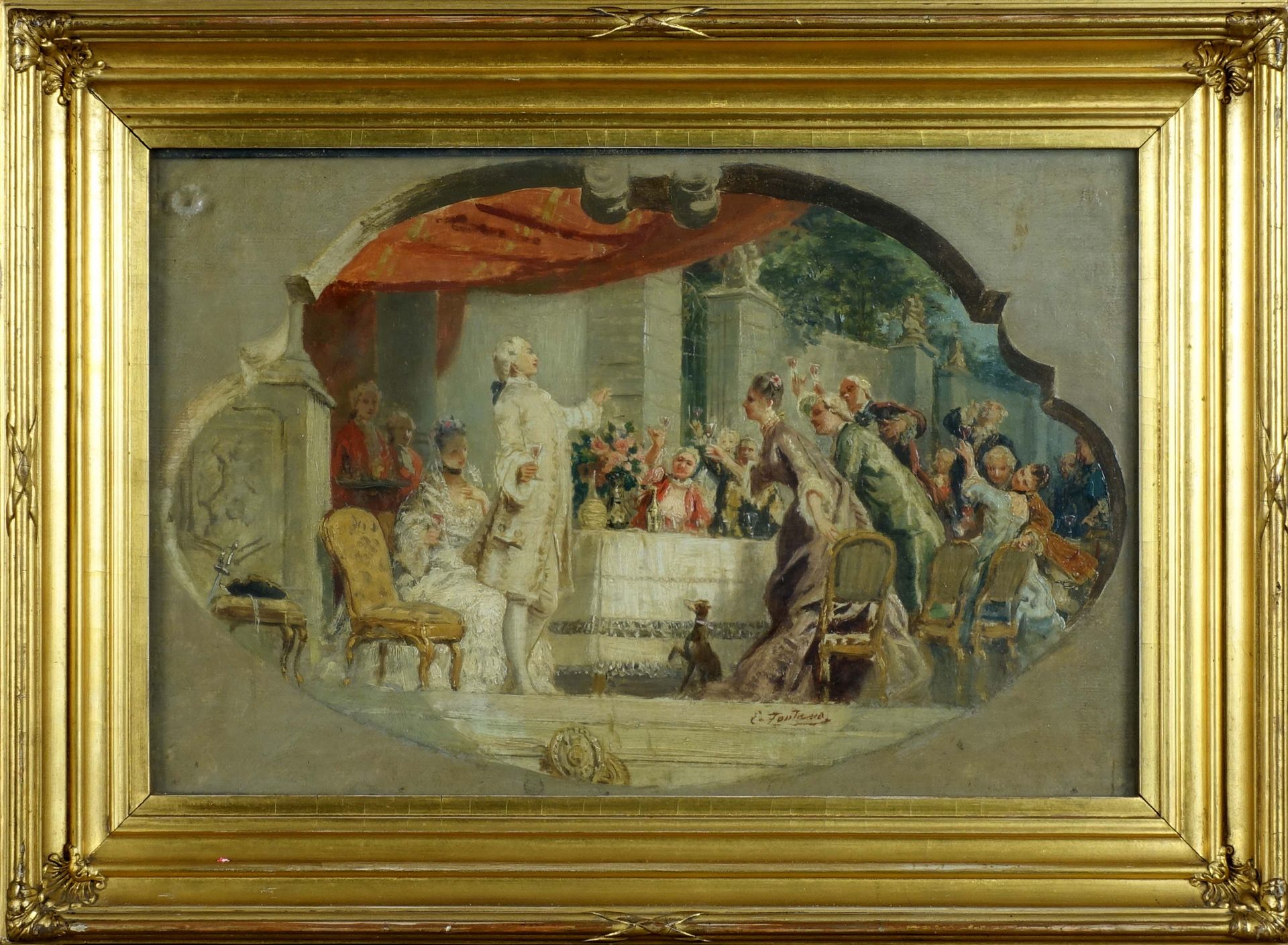 Ernesto fontana (1837-1918). Banquet scene. Oil on canvas, signed lower right. S&hellip;