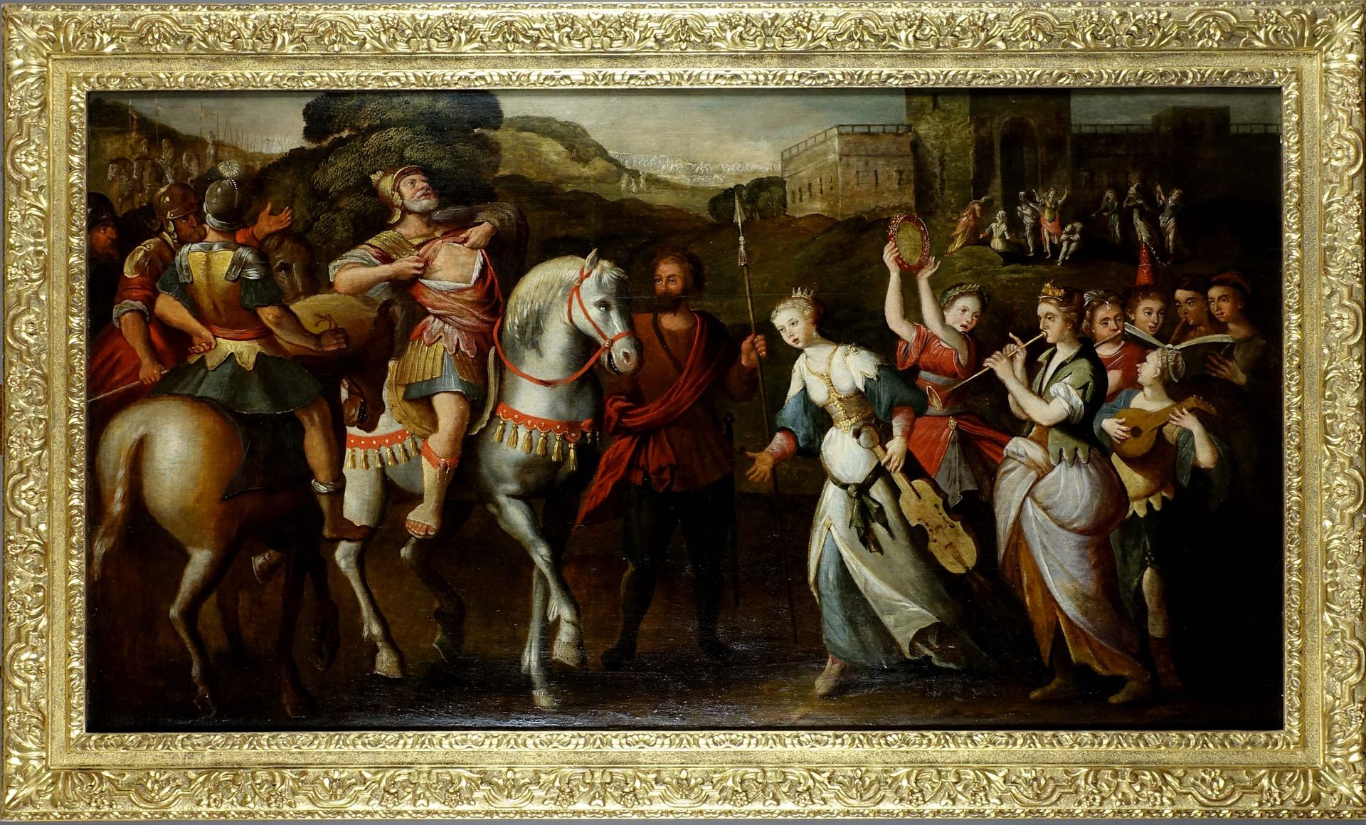 École ALLEMANDE du XVIIIe siècle. The victorious return. Oil on panel. Size : 70&hellip;