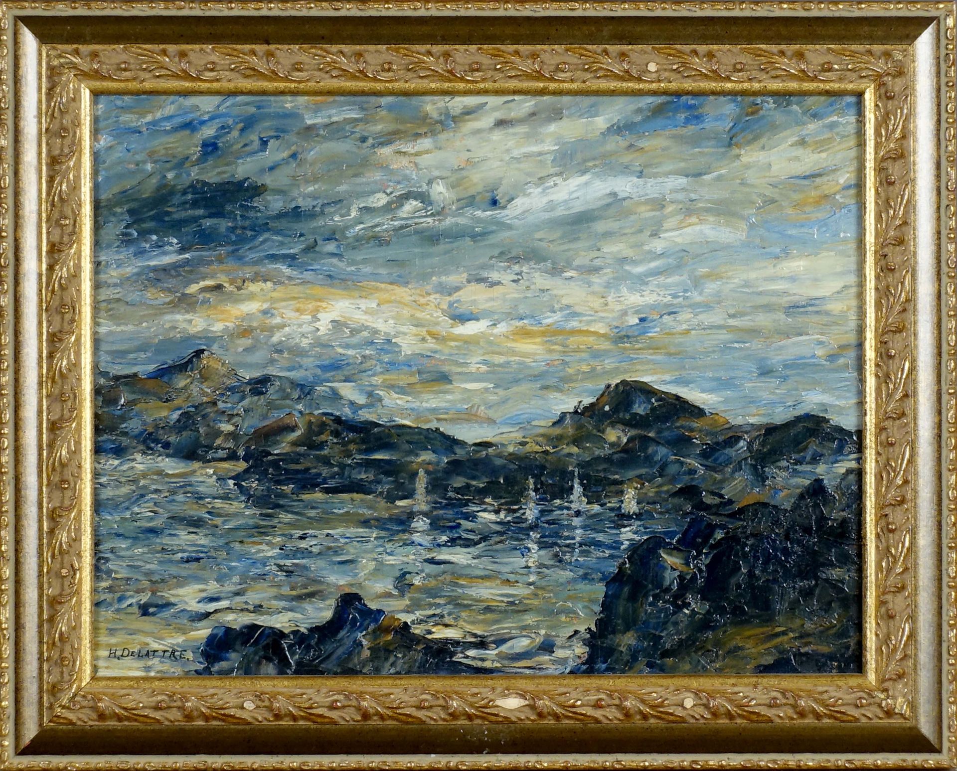 H. Dalatte - XXe siècle. 佩罗斯-吉雷克的景色。面板油画，左下角有签名。尺寸：26 x 33厘米。
