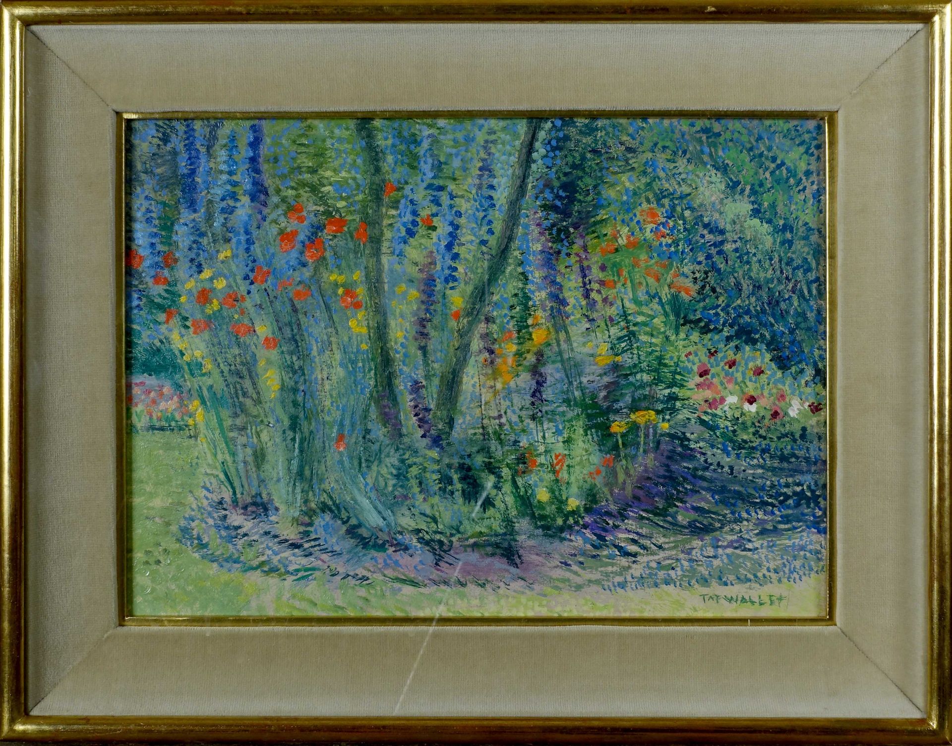 Taf Wallet (1902-2001). My garden of Saint-Idesbald. Oil on panel, signed lower &hellip;