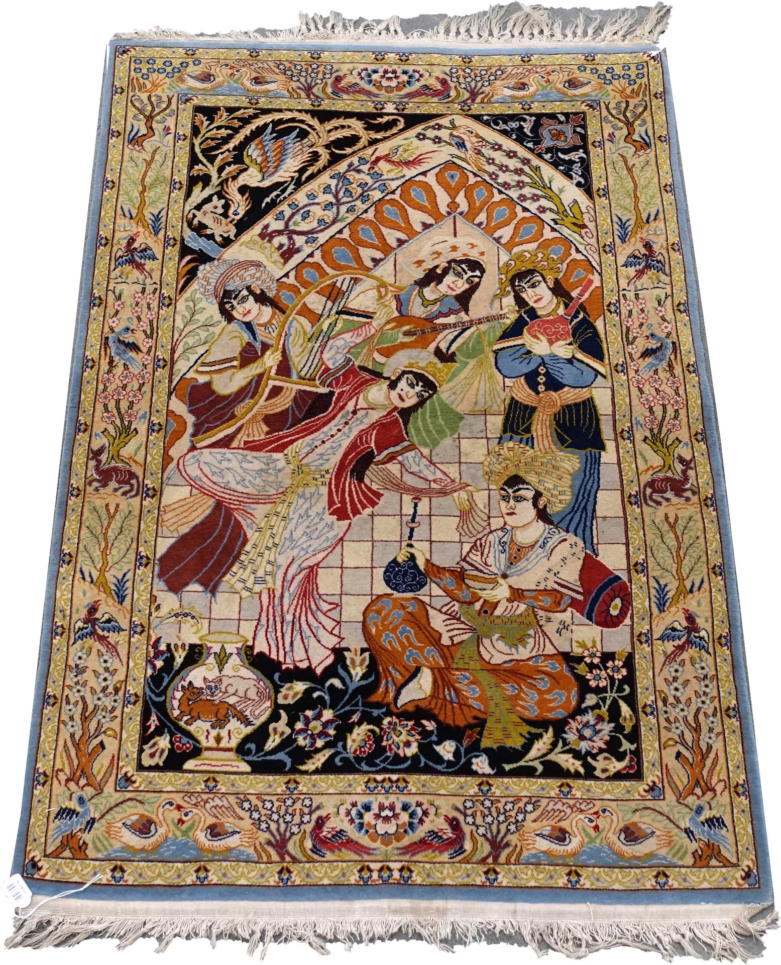 Carpette figurative Ispahan. Showing a nobleman charmed by a dancer and three mu&hellip;