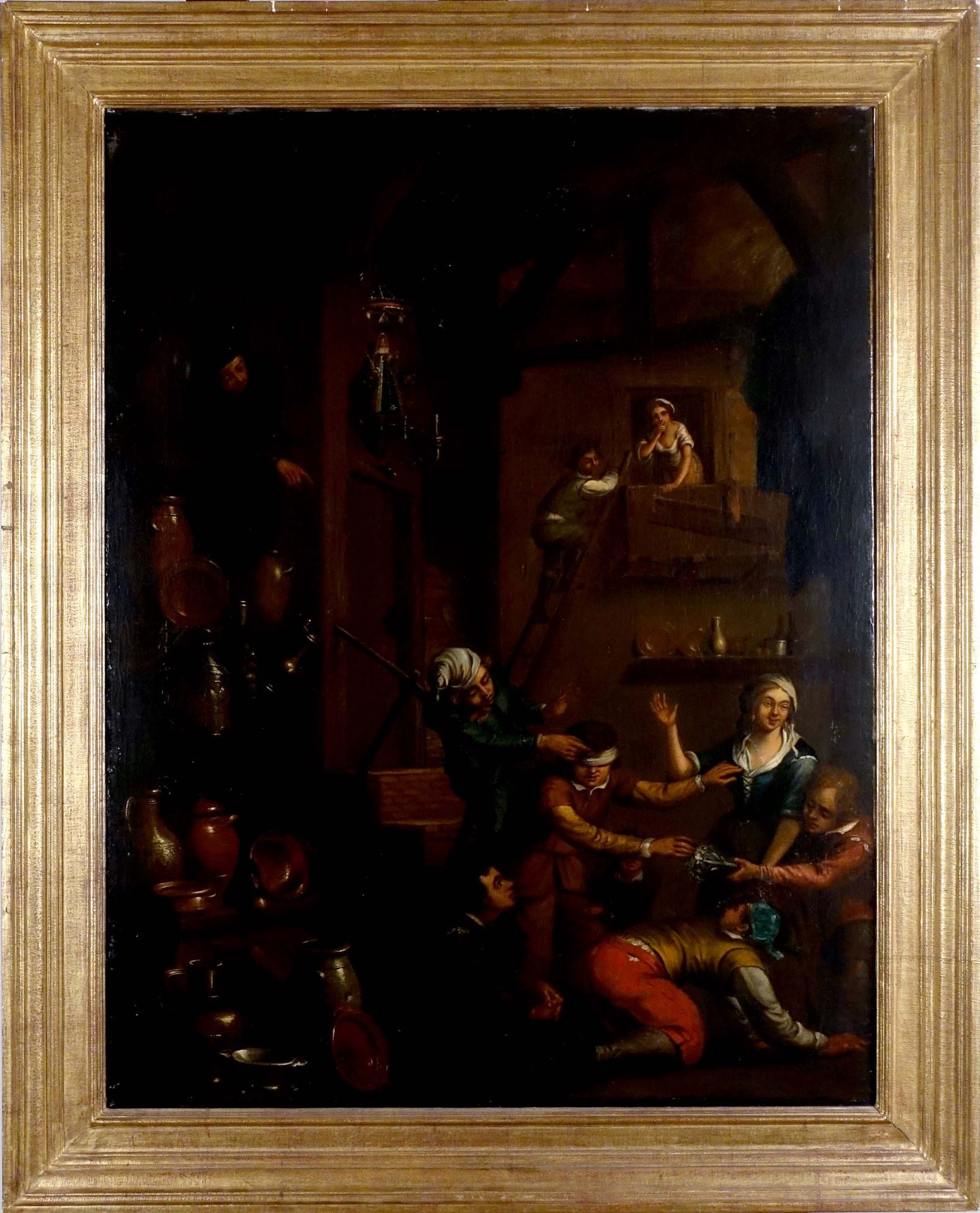 Ecole flamande du XVIIIe siècle/XIXe siècle. Escena interior. Óleo sobre lienzo.&hellip;