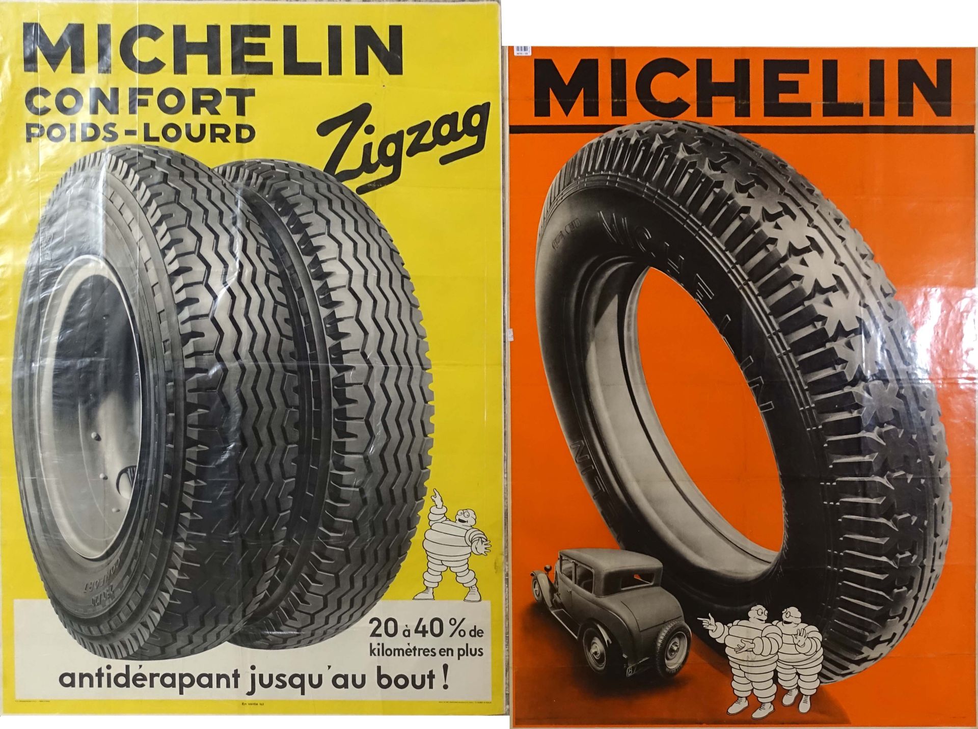 MICHELIN. Trois importantes affiches Michelin non encadrées et non entoilées. Di&hellip;