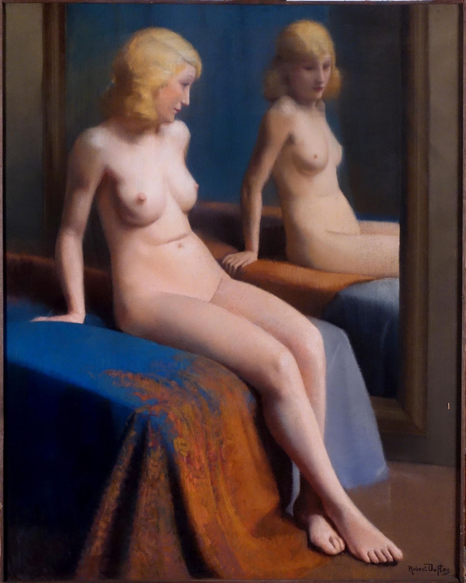 Robert Duflos (1898-1929) (à Louis Raymond). 女性裸体。粉笔画。右下方有签名。尺寸：80 x 64厘米。