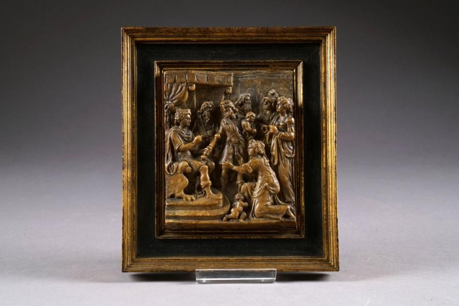 Malines Le Jugement de Salomon. Relief en albâtre sculpté. XVIe siècle. Ancienne&hellip;