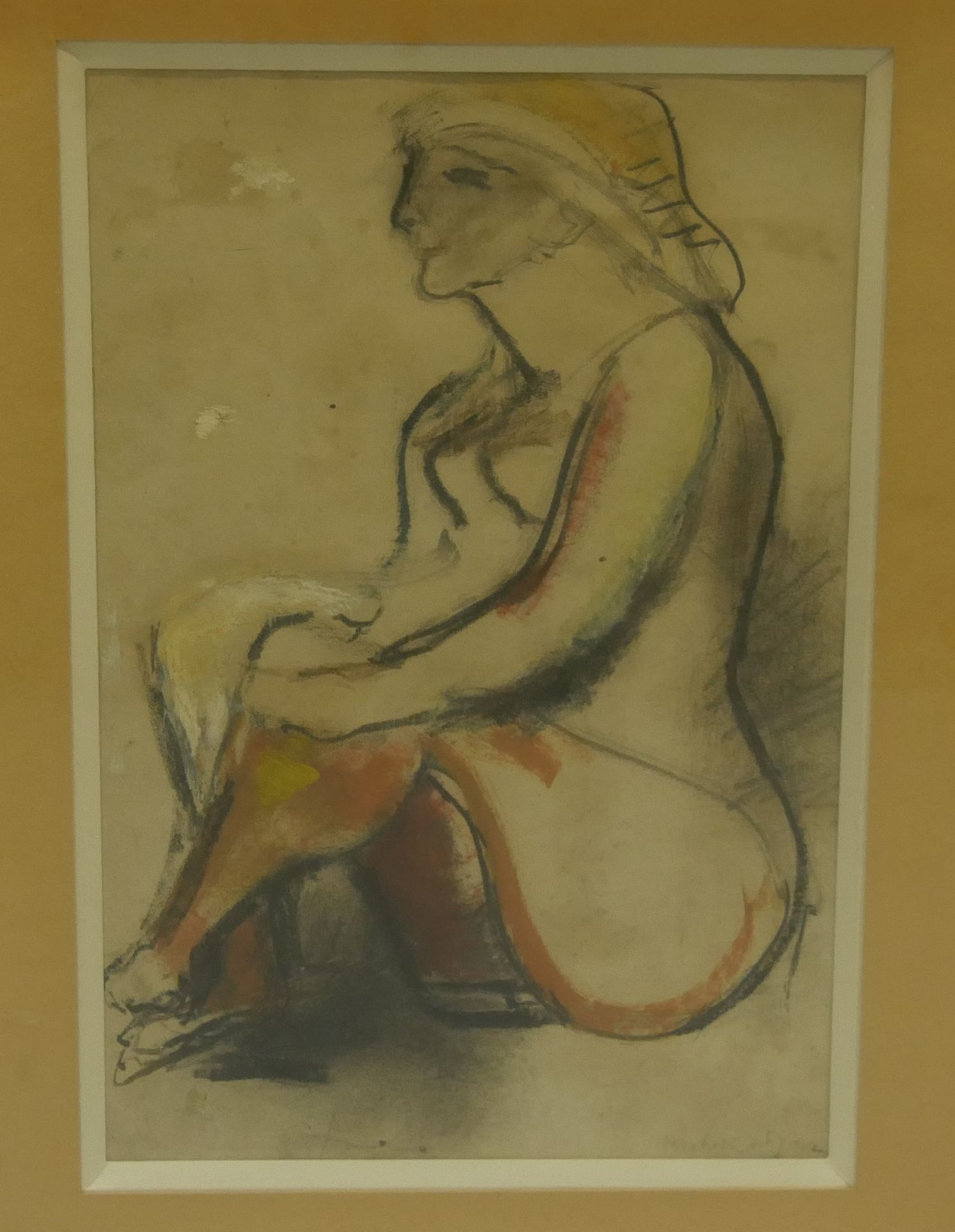 Null Edgar MELIK (1904-1976) - Jeune femme assise les jambes pliées - Pastel et &hellip;