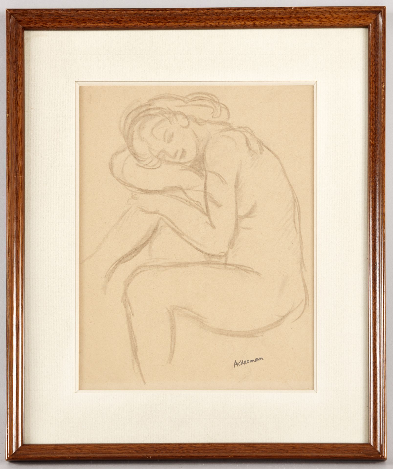 Null Paul ACKERMAN (1908-1981) - Jeune femme assoupie - Crayon sur papier - Cach&hellip;