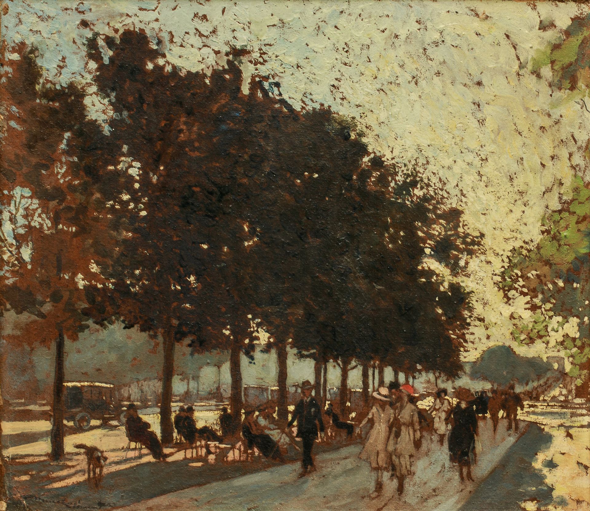 Null Julien Amédée MARCEL-CLEMENT (1873-?) - Sous les arbres aux Champs-Elysées &hellip;