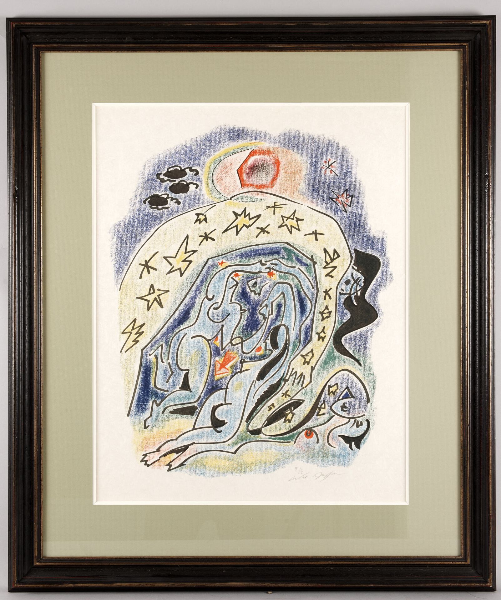 Null André MASSON (1896-1987) - Couple cosmique - Aquatinte en manière de crayon&hellip;