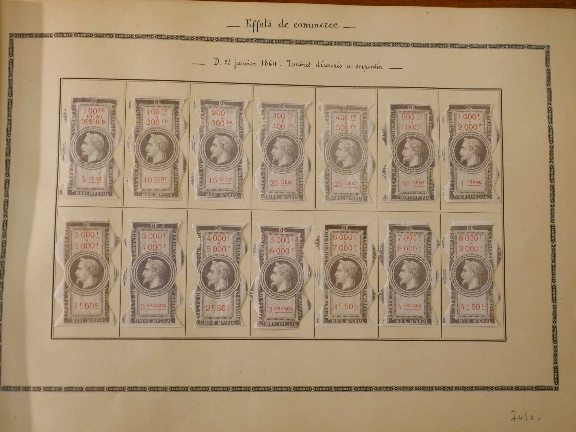 Null FRANCE FISCAUX Emission 1864 : Très bel ensemble de 217 timbres dit « EFFET&hellip;