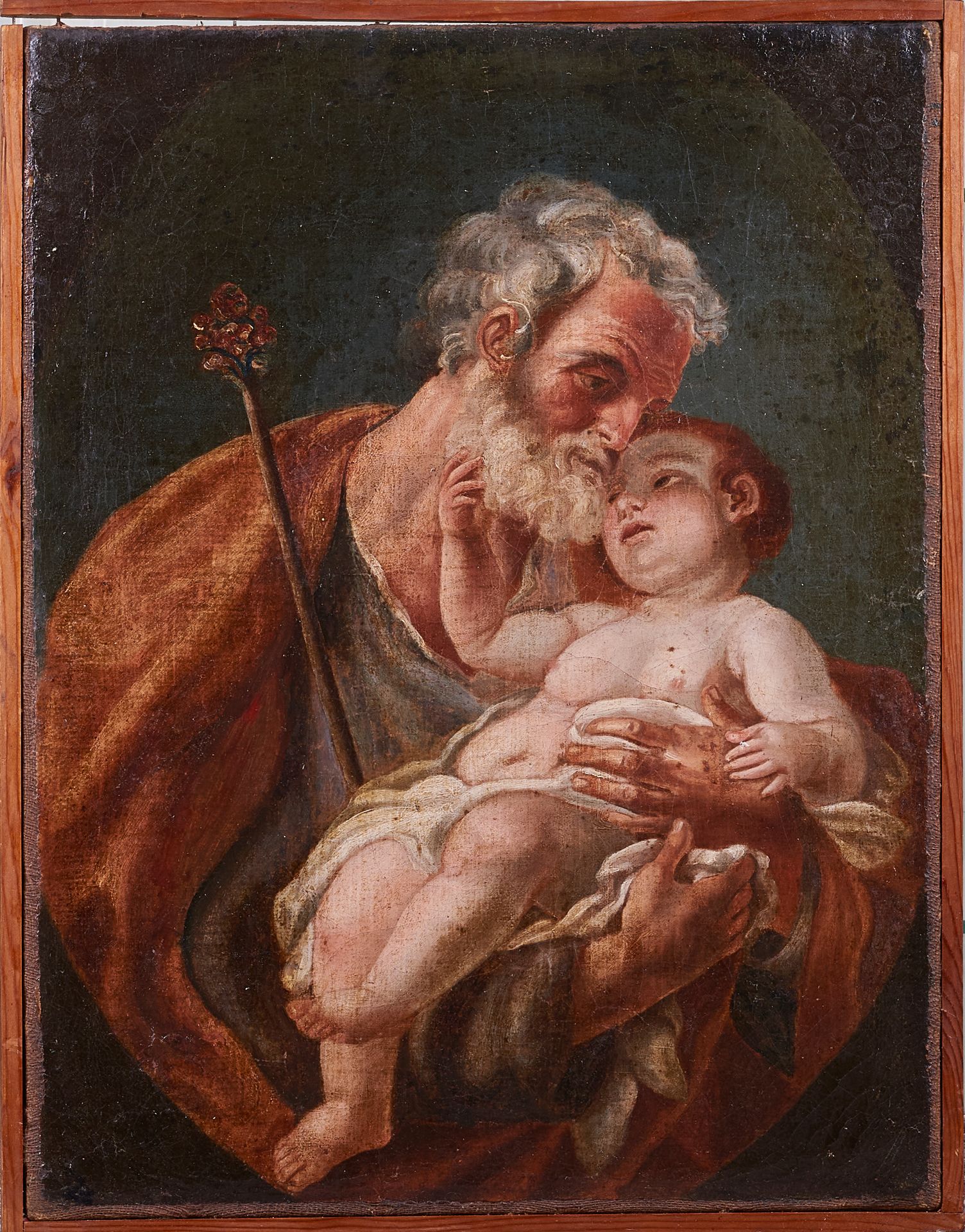 Null Ecole Italienne XVIIIème siècle. Saint Joseph avec l’Enfant Jésus. Toile re&hellip;