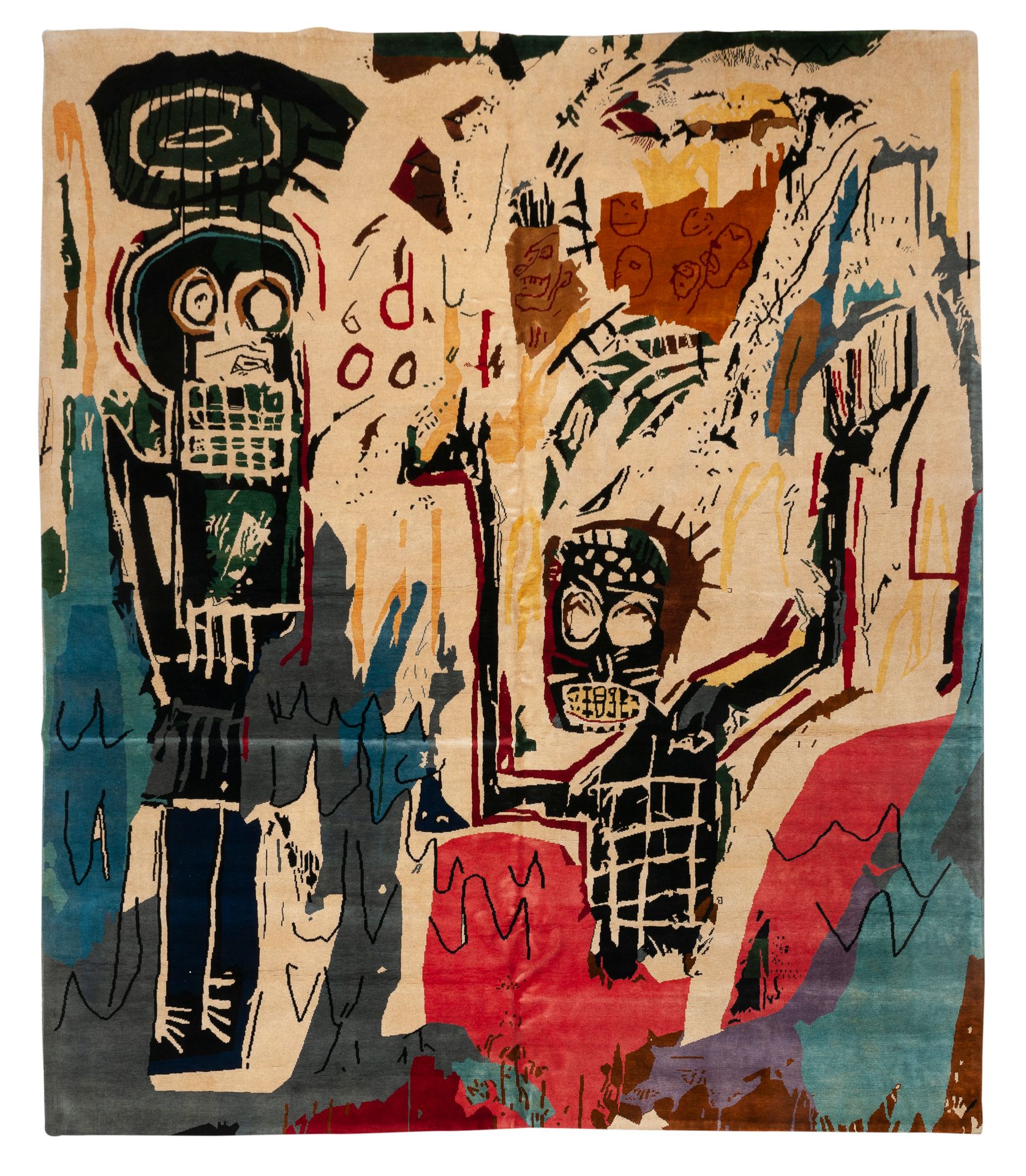 Null Tapis moderne contemporain XXème, carton d'après Jean-Michel Basquiat (1960&hellip;