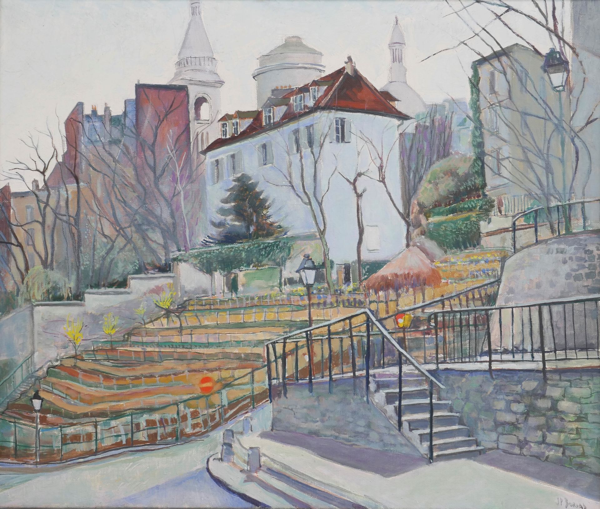 Null JP BORIAS. Montmartre seen from the vineyards. Oil on canvas. Signed lower &hellip;