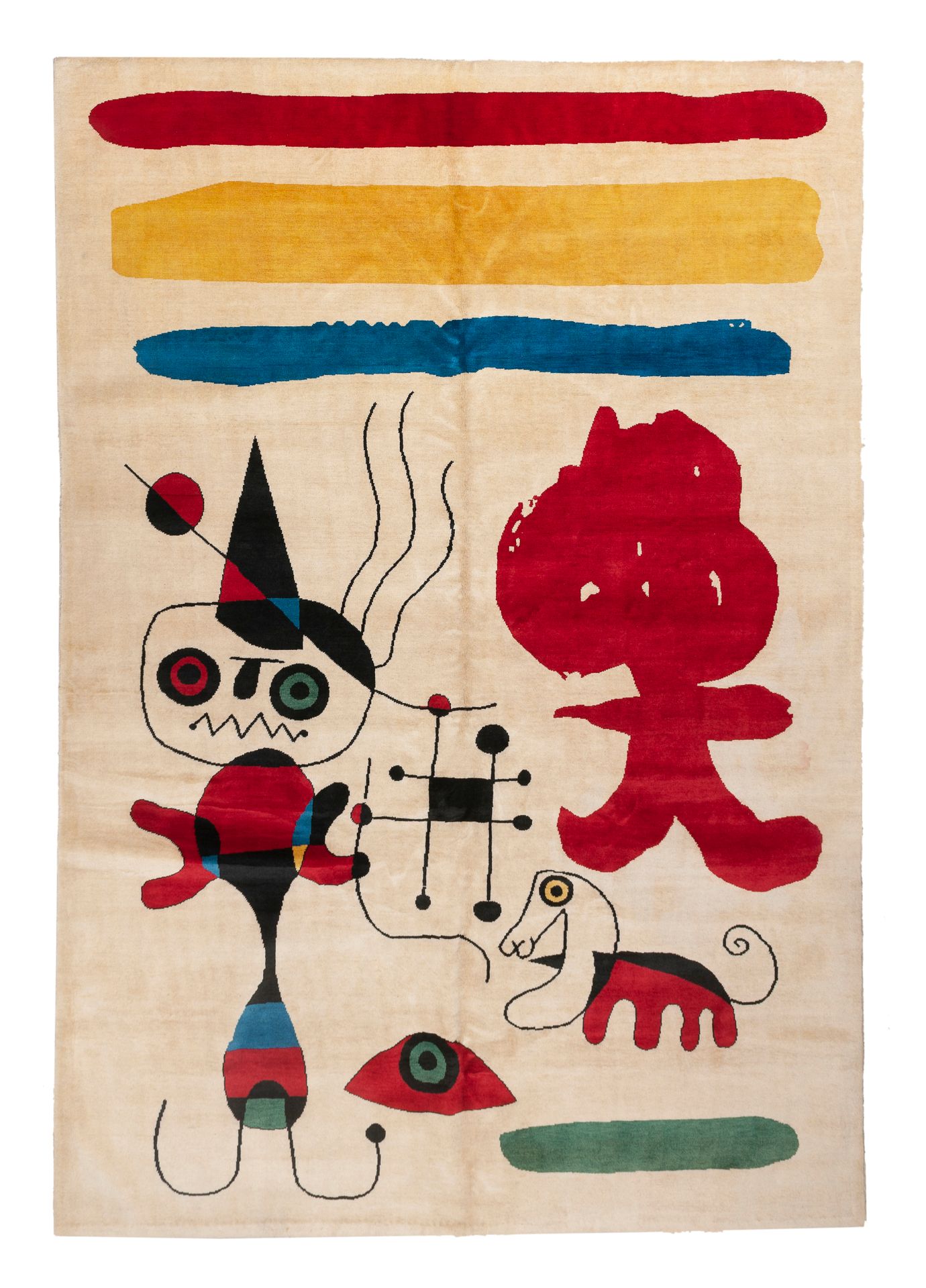 Null Tapis moderne - D'après Joan MIRO (1893-1983). Tapis en laine fait et noué &hellip;