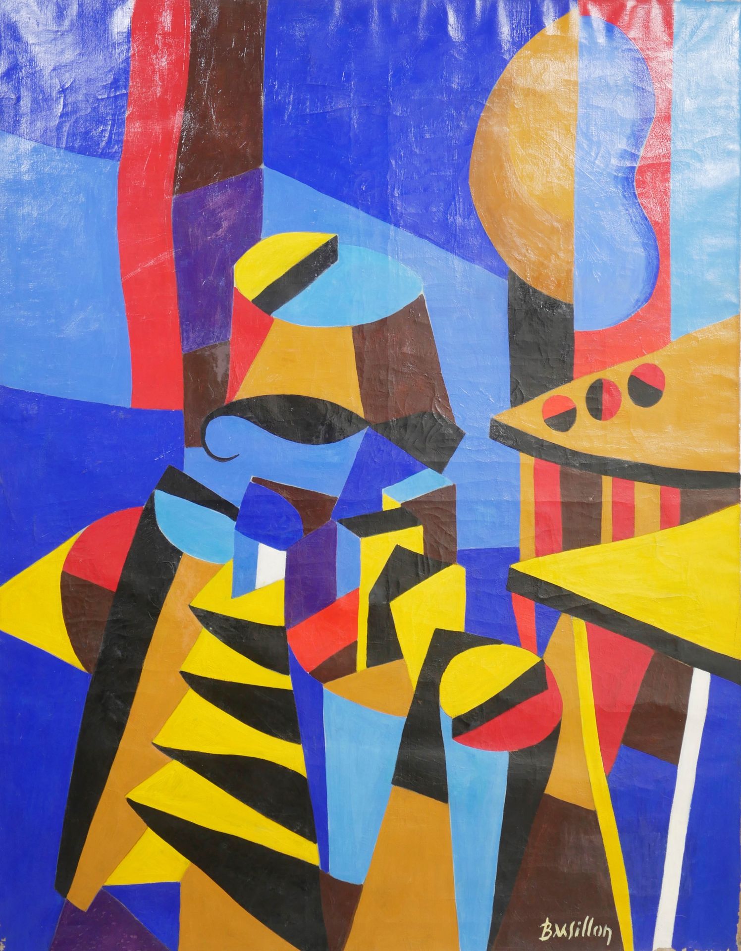 Null Escuela francesa siglo XX, Composición abstracta, acrílico sobre lienzo, fi&hellip;