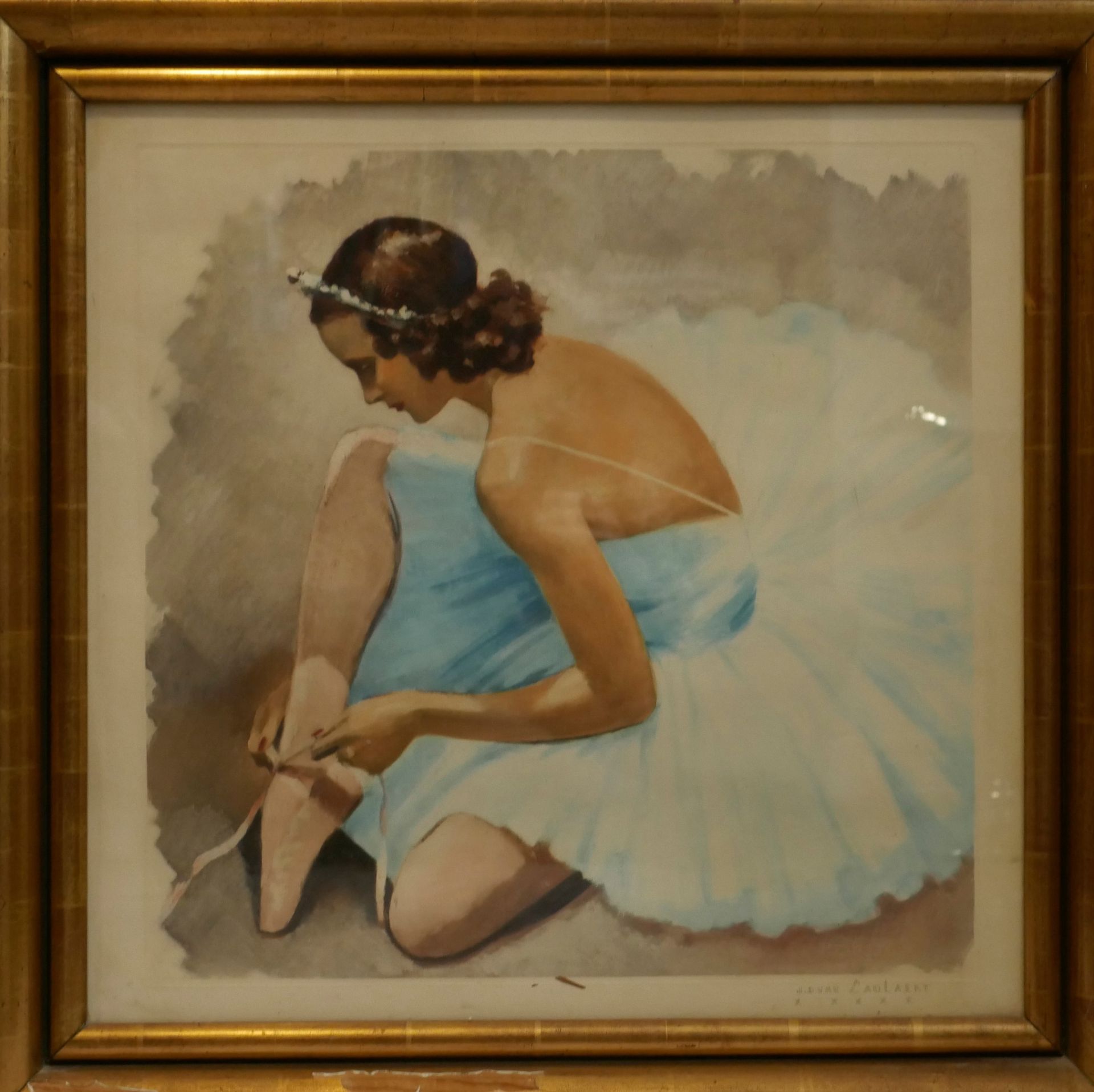Null Jan Dominique Van CAULAERT（日期），芭蕾舞者穿上她的拖鞋，石版画，右下角有签名，50x50cm见图