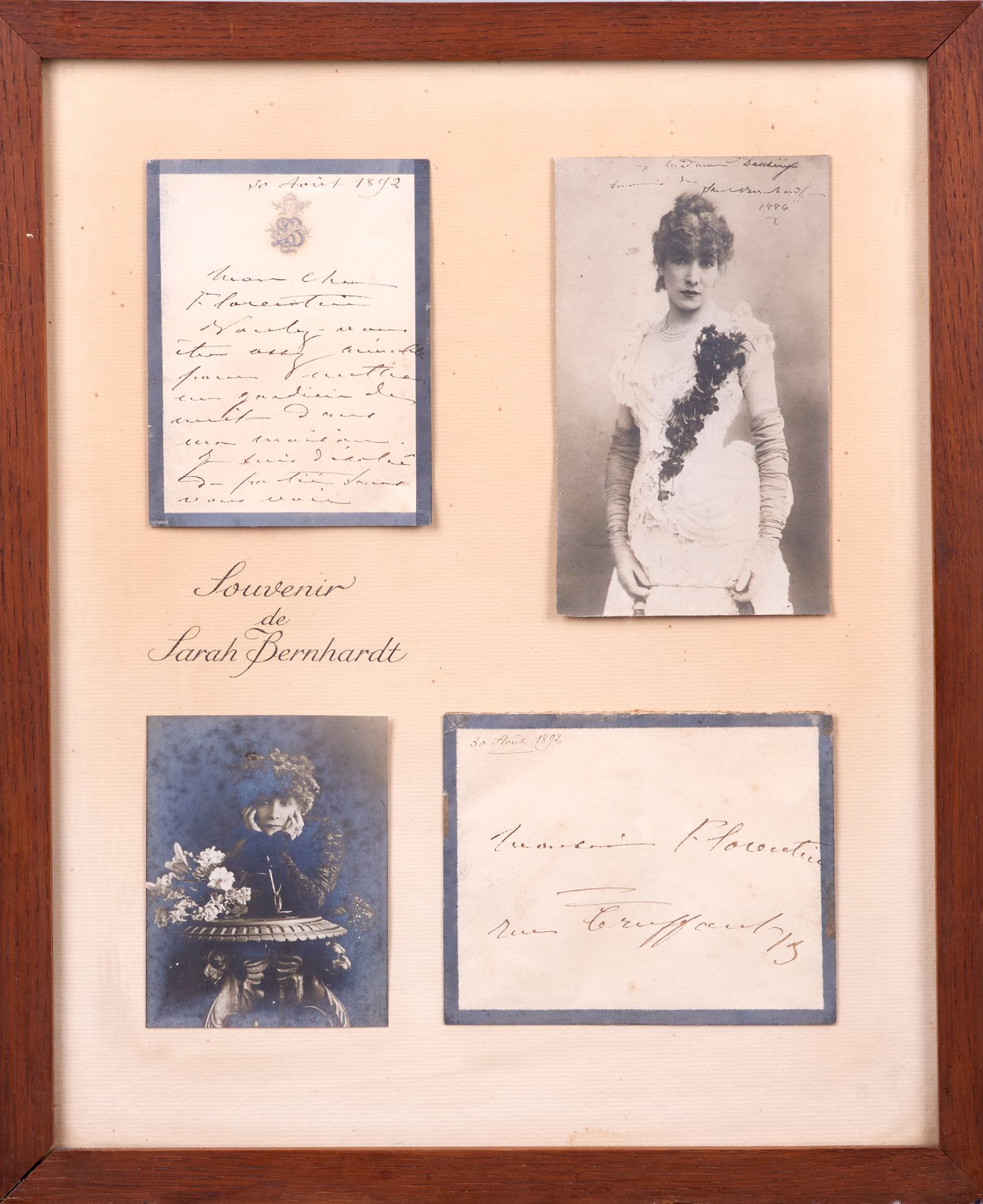 Null Sarah BERNHARDT (1844-1923). Autographischer Brief signiert an Monsieur Flo&hellip;