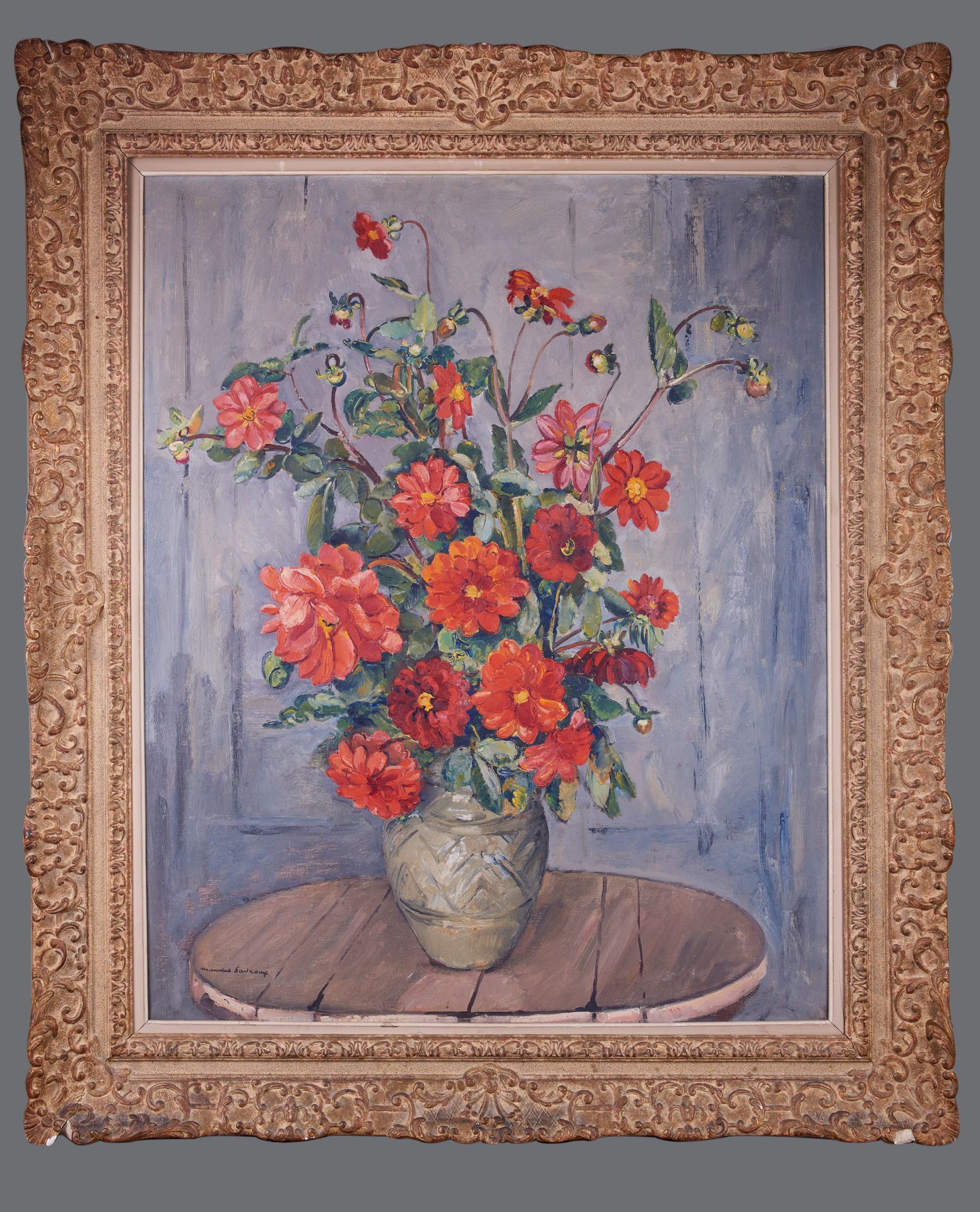 Null 莫里斯-萨弗莱克斯（1884-1971）。一束花。布面油画，左下角有签名。100x81cm。(框架不错)