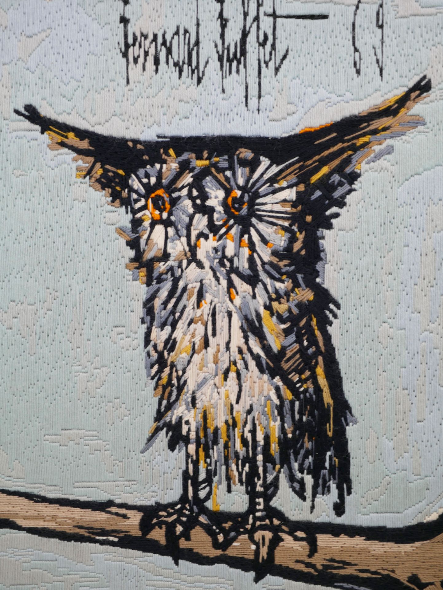 Null BUFFET Bernard (after). "Owl". Tapestry DMC. 65 x 54cm