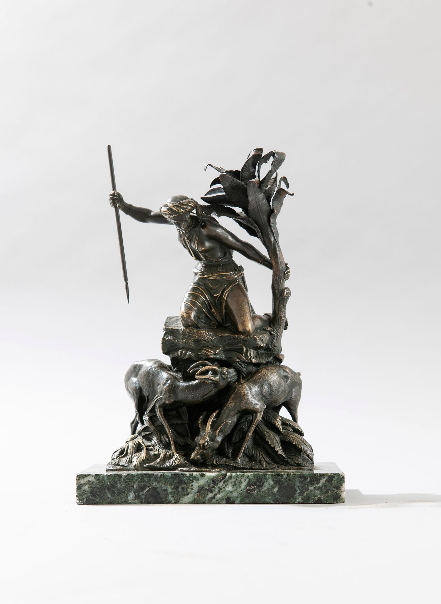 Null French school XIXth century. Oriental woman hunting antelope, bronze proof &hellip;