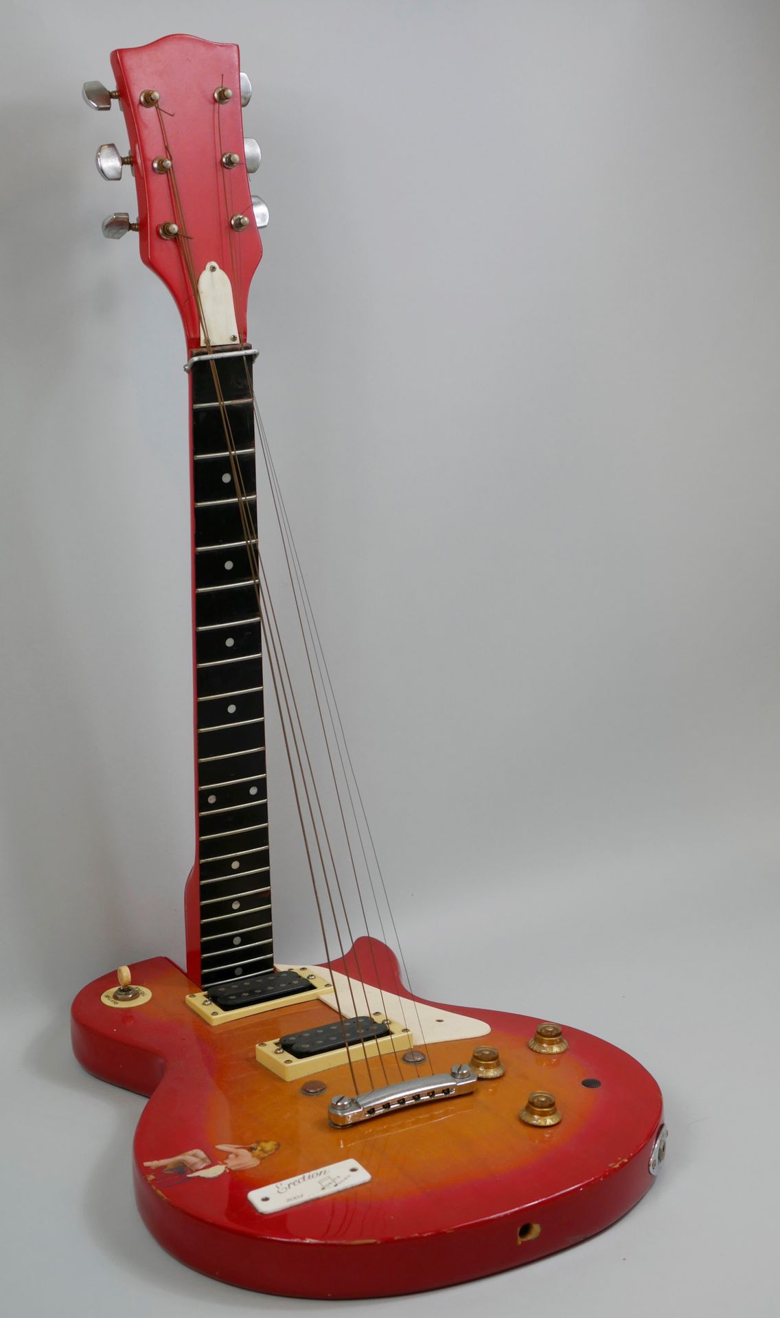 Null Guitar Erection, Sculpture made from an electric guitar, titled and dated 2&hellip;